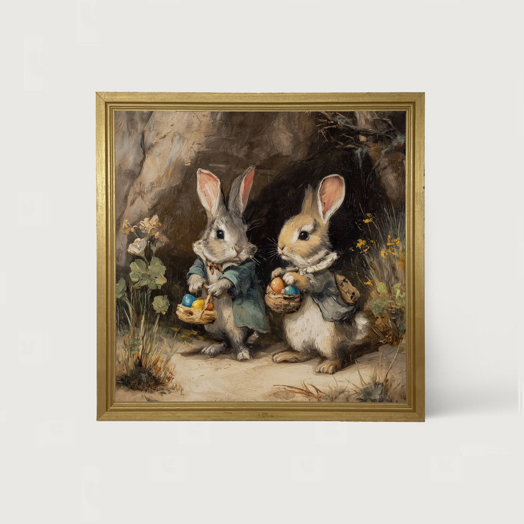Easter Bunnies in the Country - Framed Art