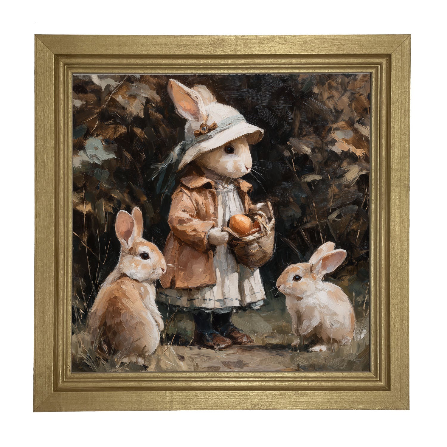 Country Friends - Edith and Some Bunnies - Framed Art