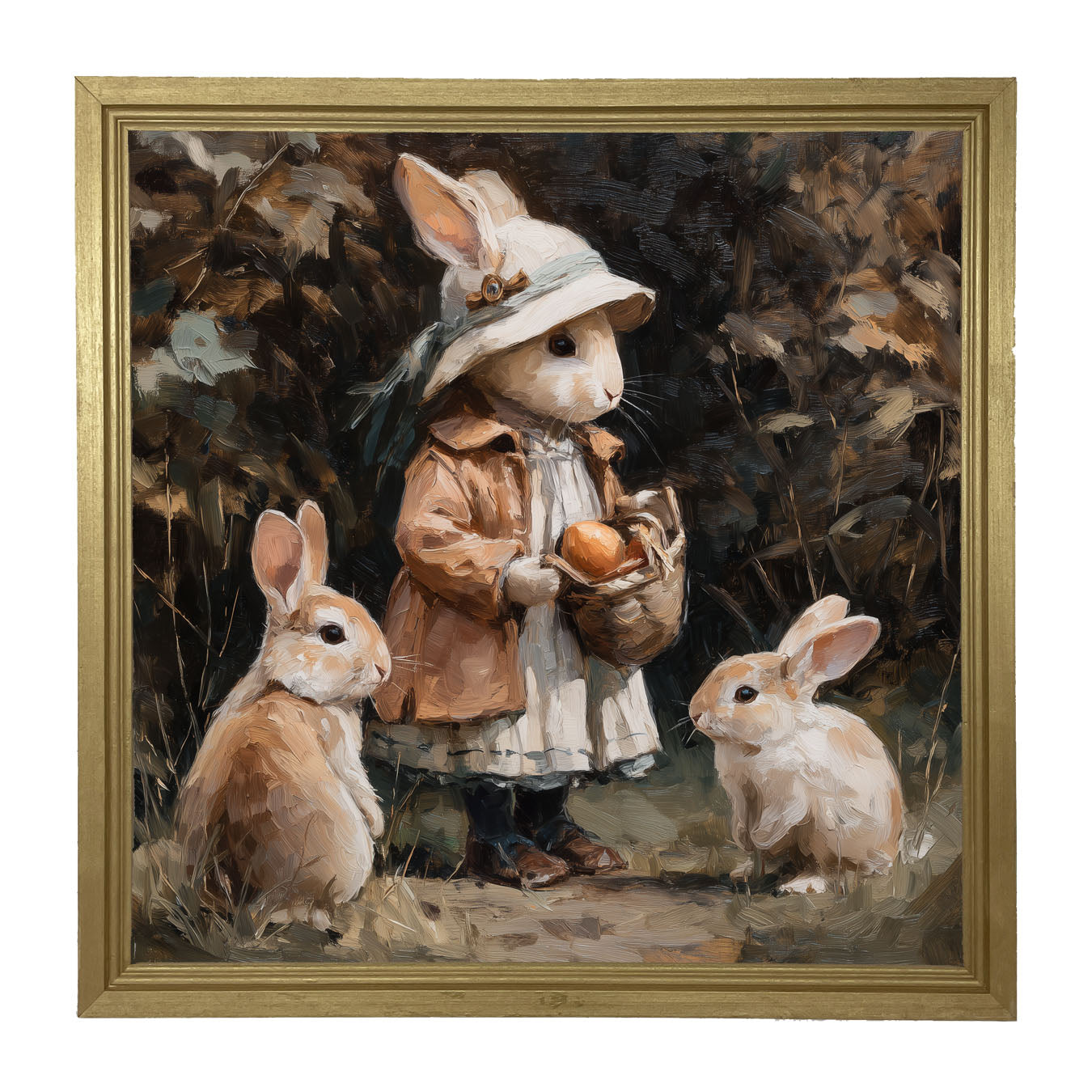 Country Friends - Edith and Some Bunnies - Framed Art