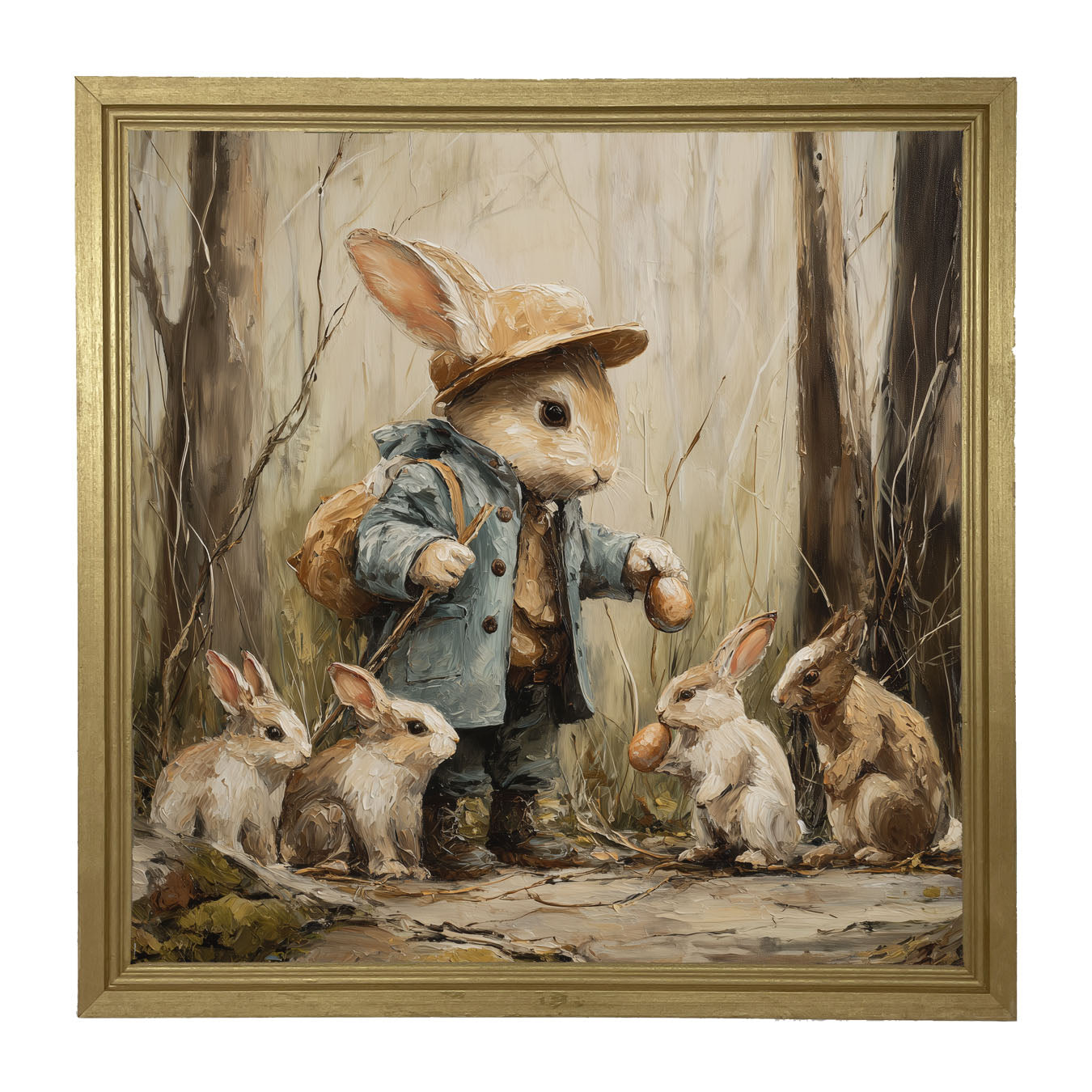Country Friends - Ethan and Some Bunnies - Framed Art
