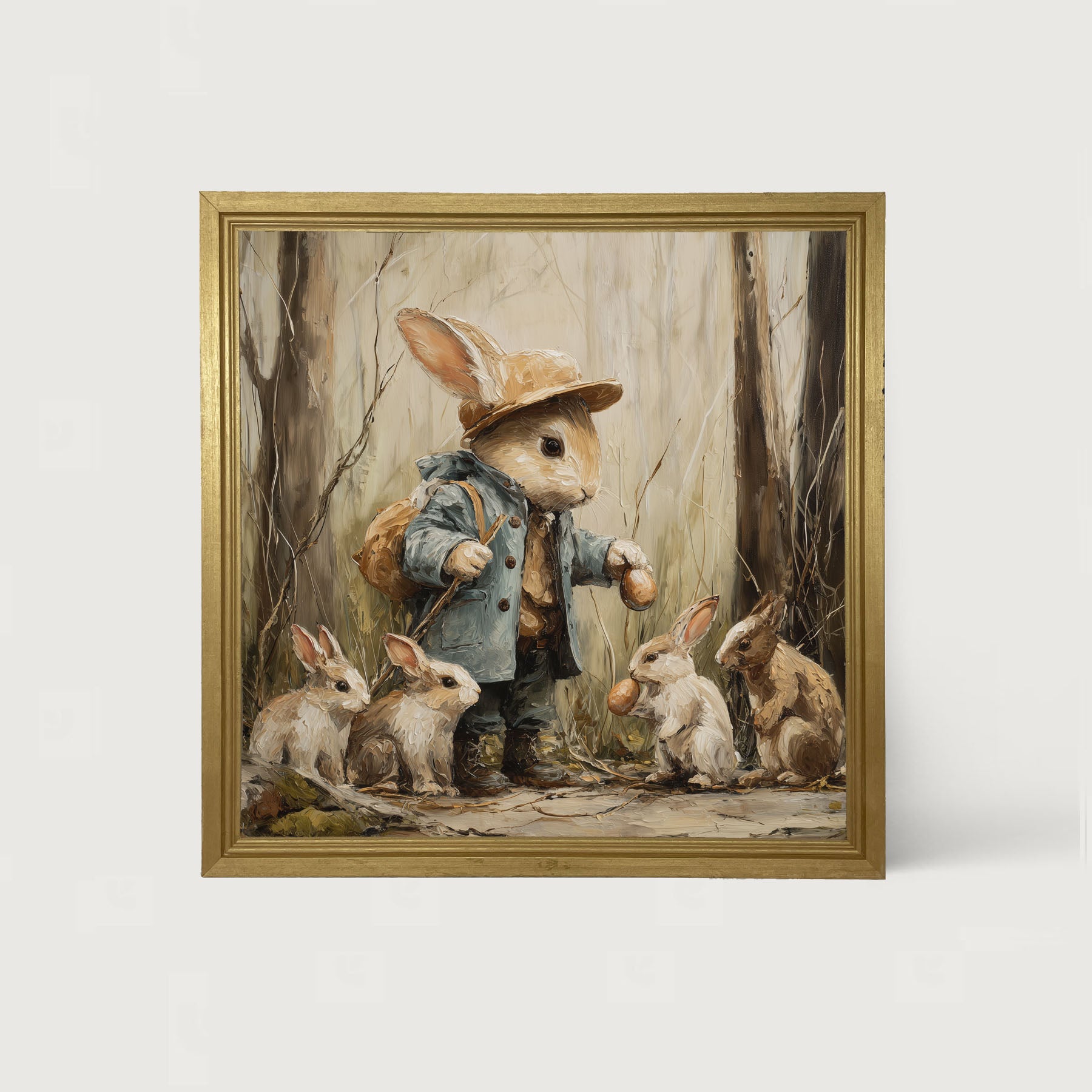 Country Friends - Ethan and Some Bunnies - Framed Art
