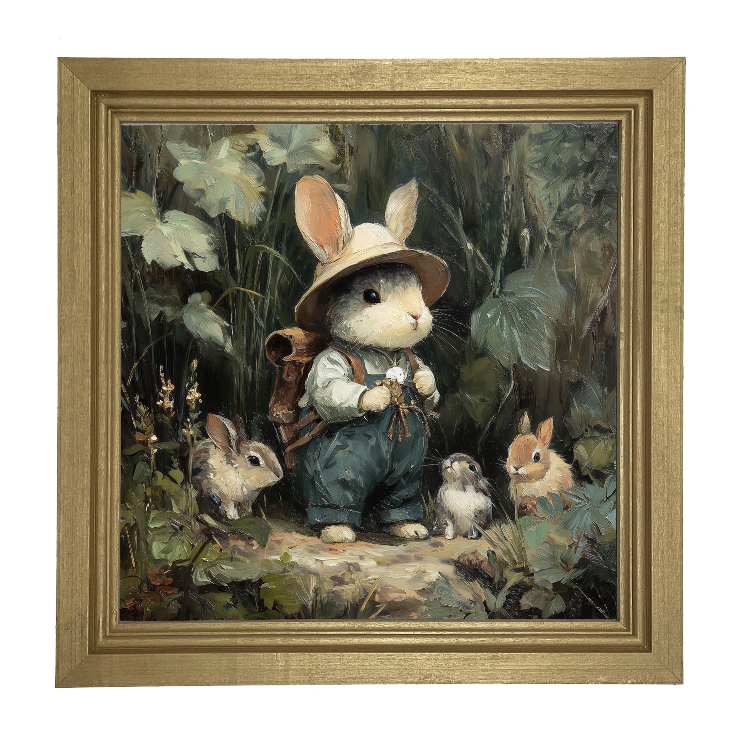 Country Friends - Quinn and Some Bunnies - Framed Art