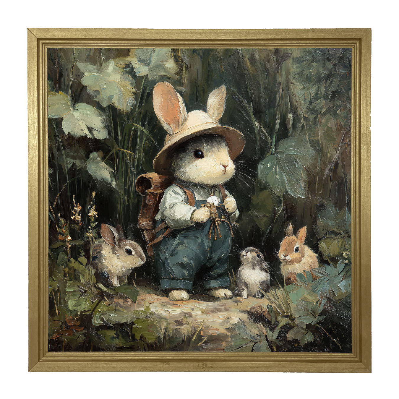 Country Friends - Quinn and Some Bunnies - Framed Art
