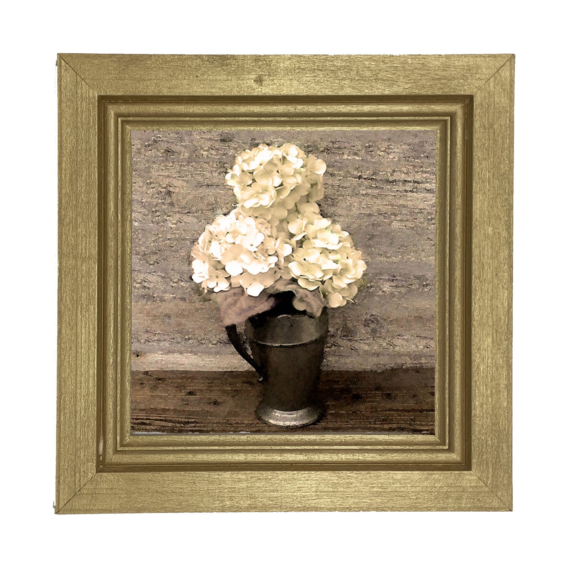 White Hydrangeas - Framed art