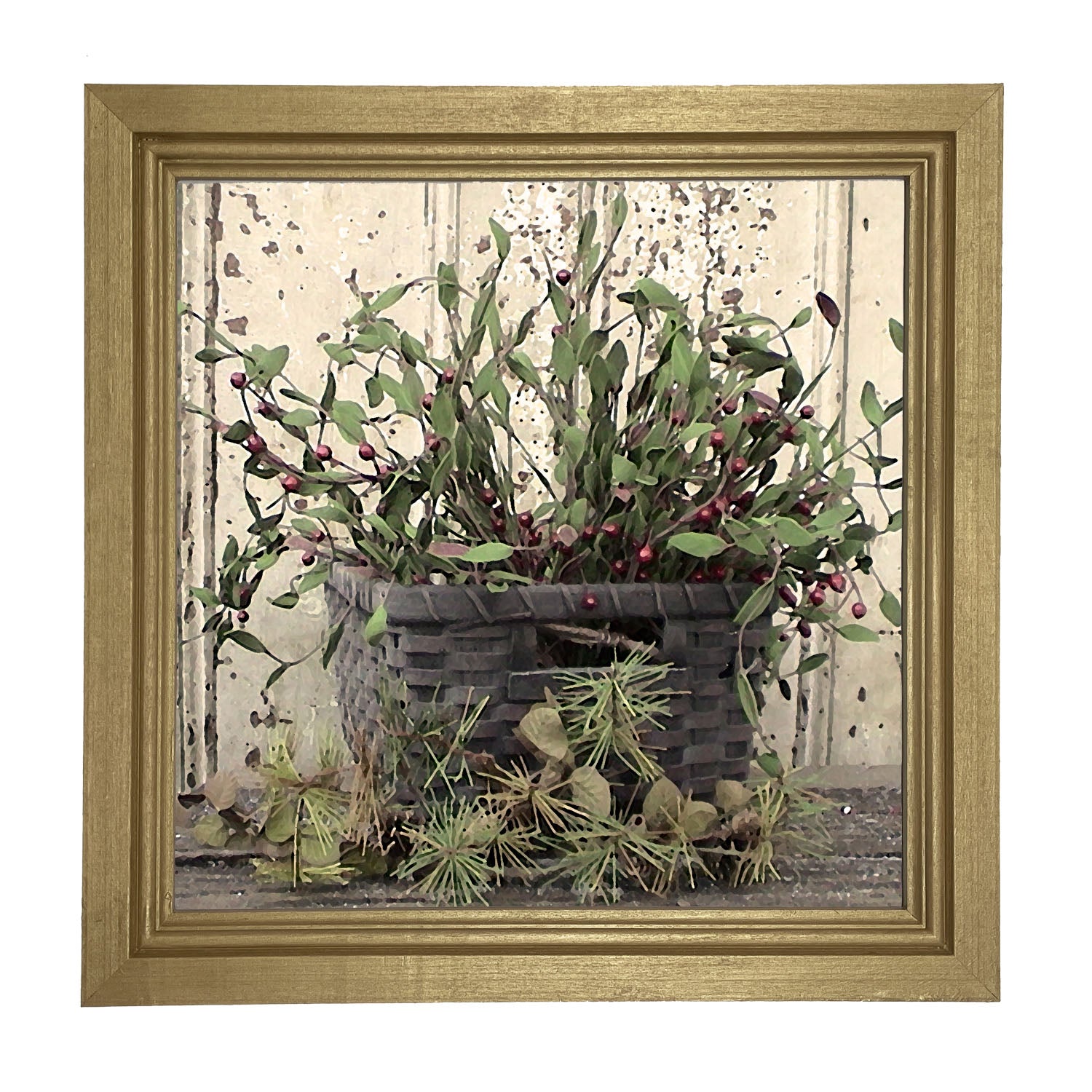 Berry Basket with Pine - Framed art