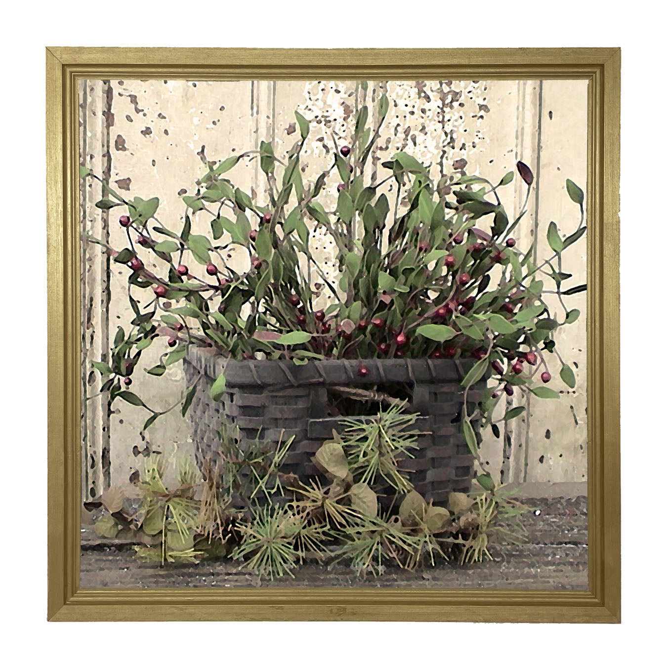 Berry Basket with Pine - Framed art