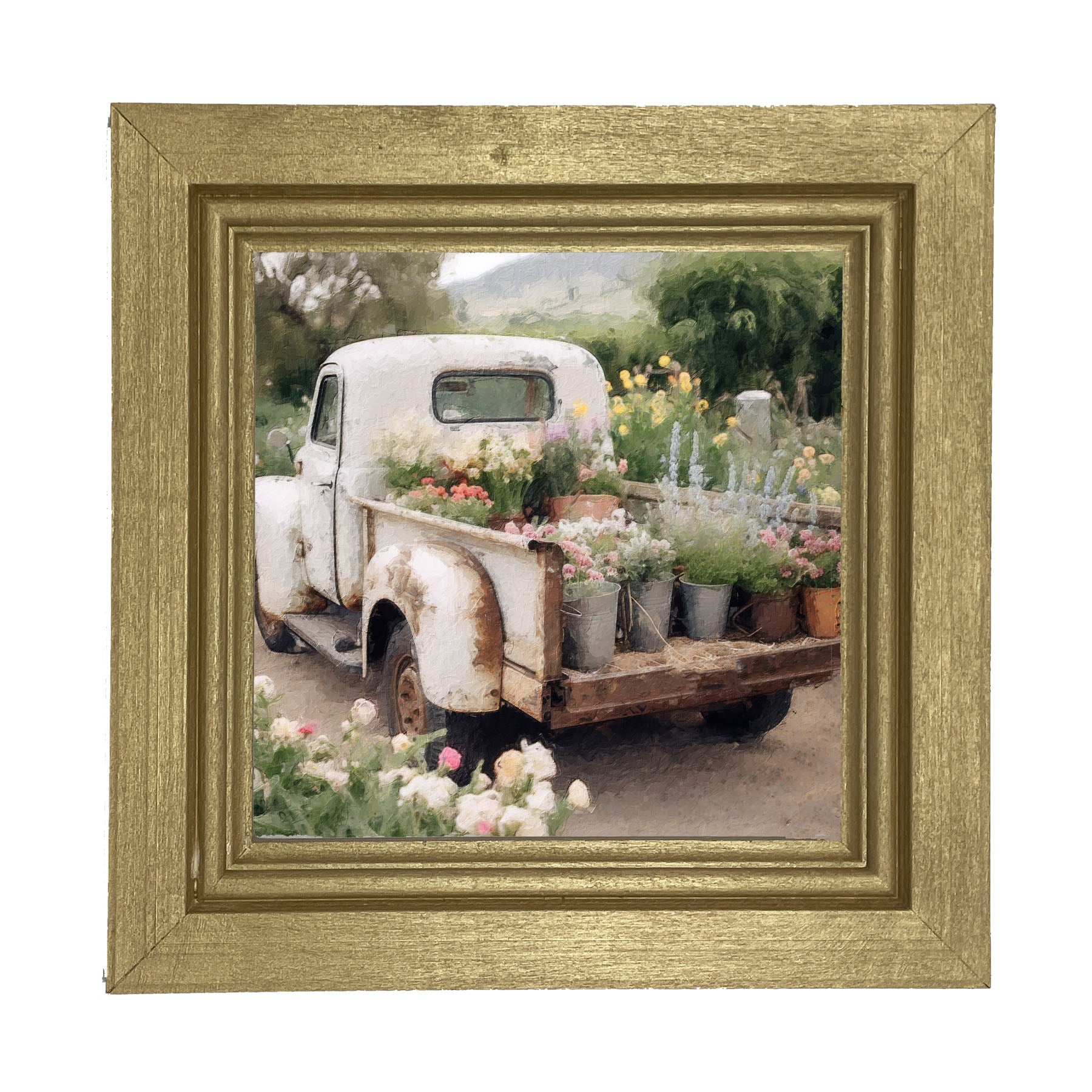 White Flower Truck - Framed art