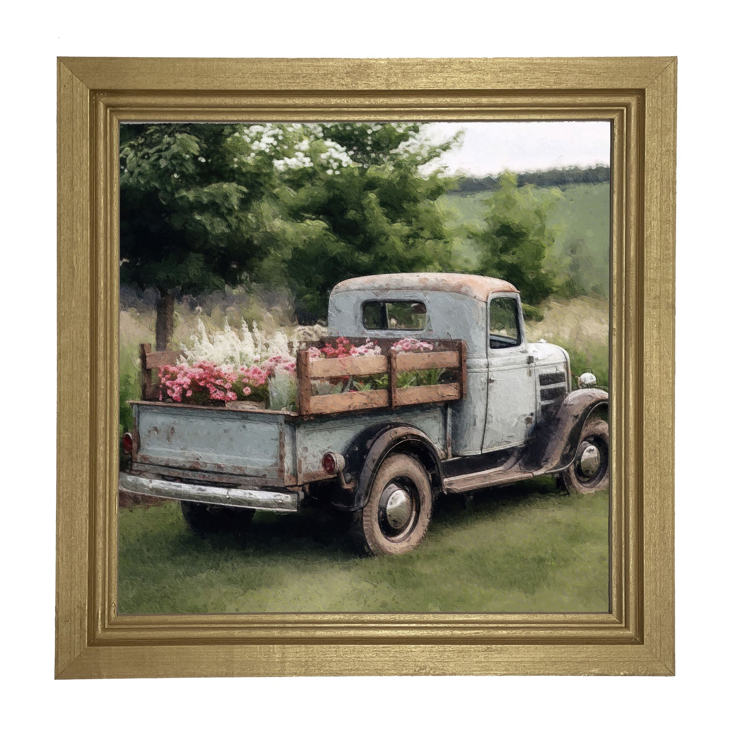 Blue Flower Truck - Framed art