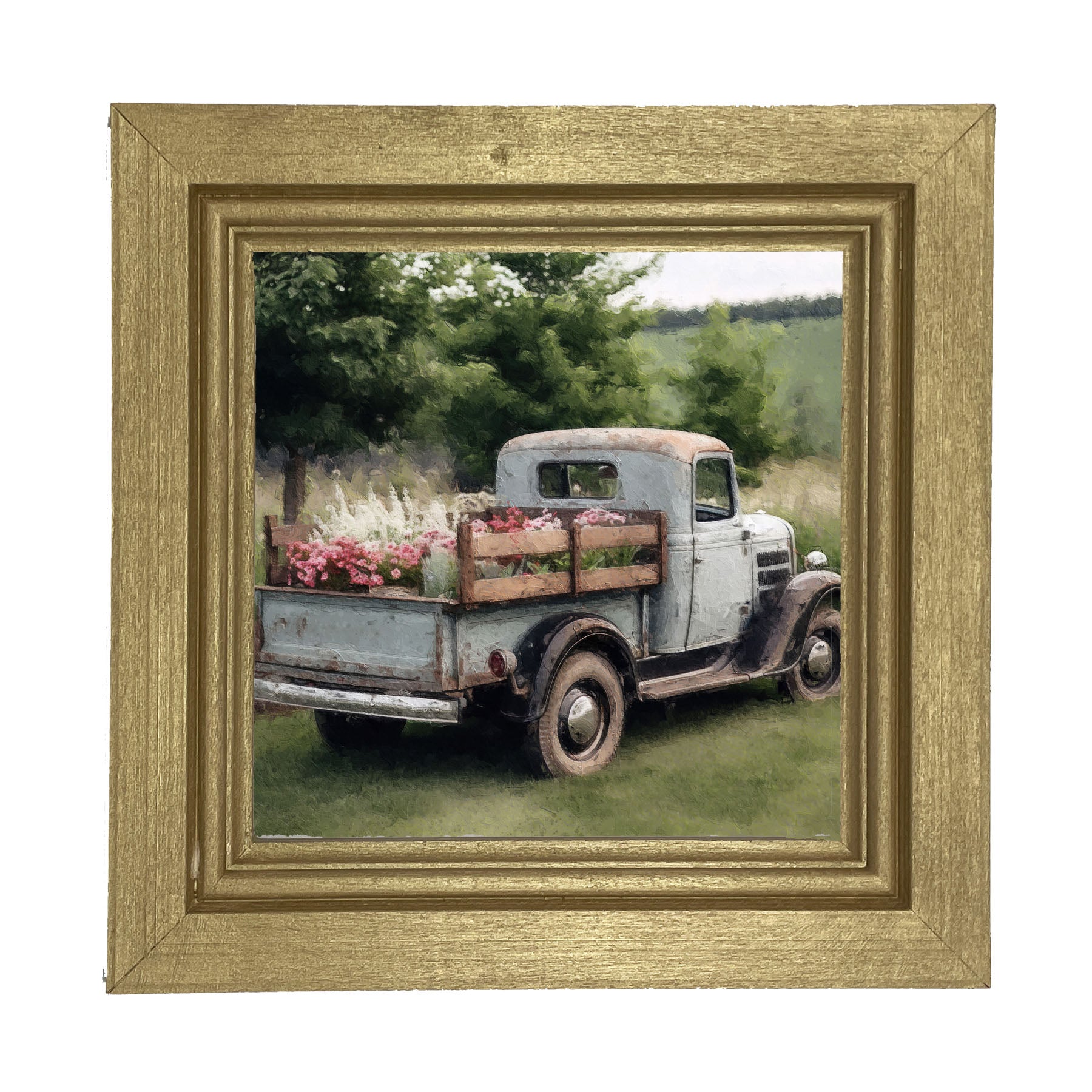 Blue Flower Truck - Framed art