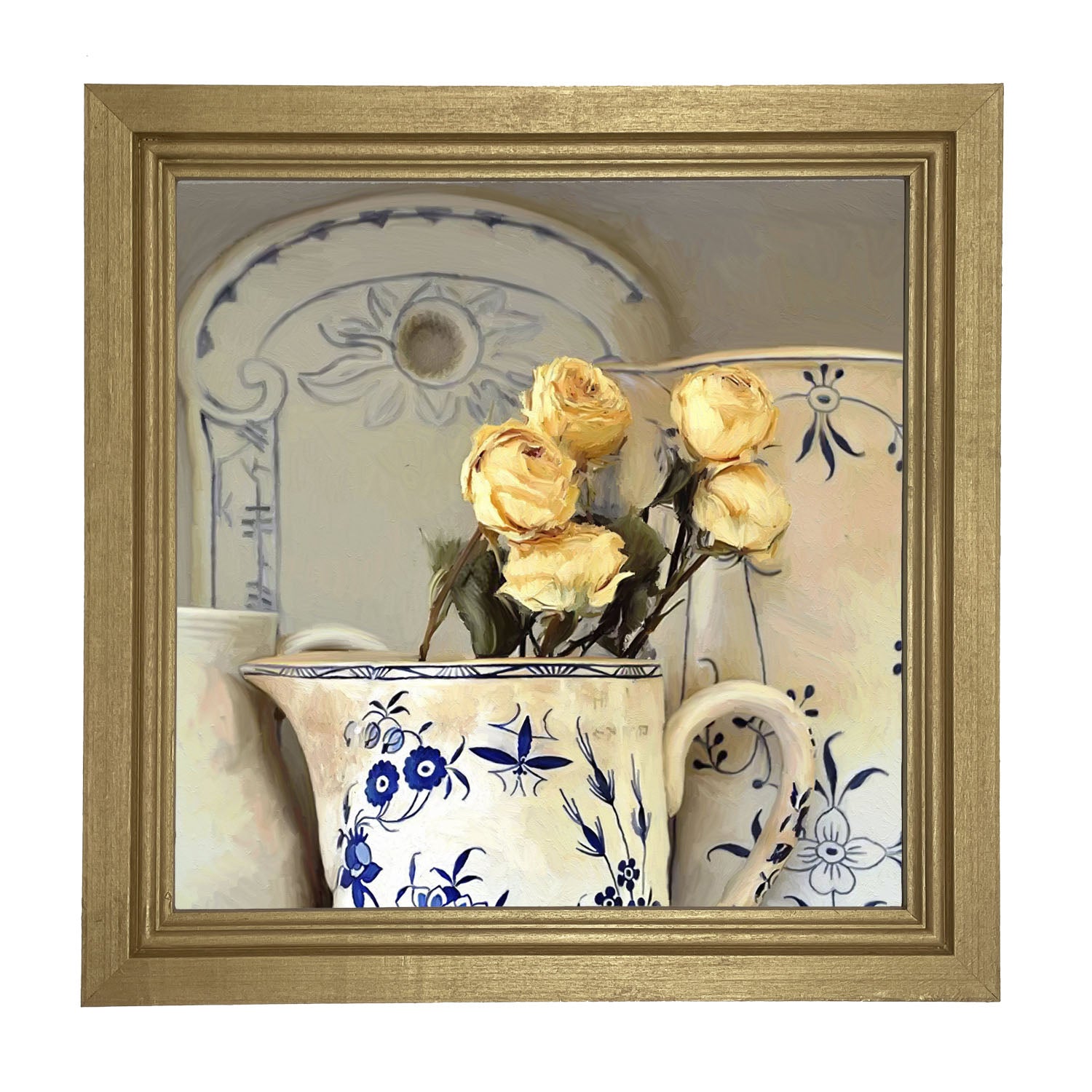 Yellow Roses in vase - Framed Art