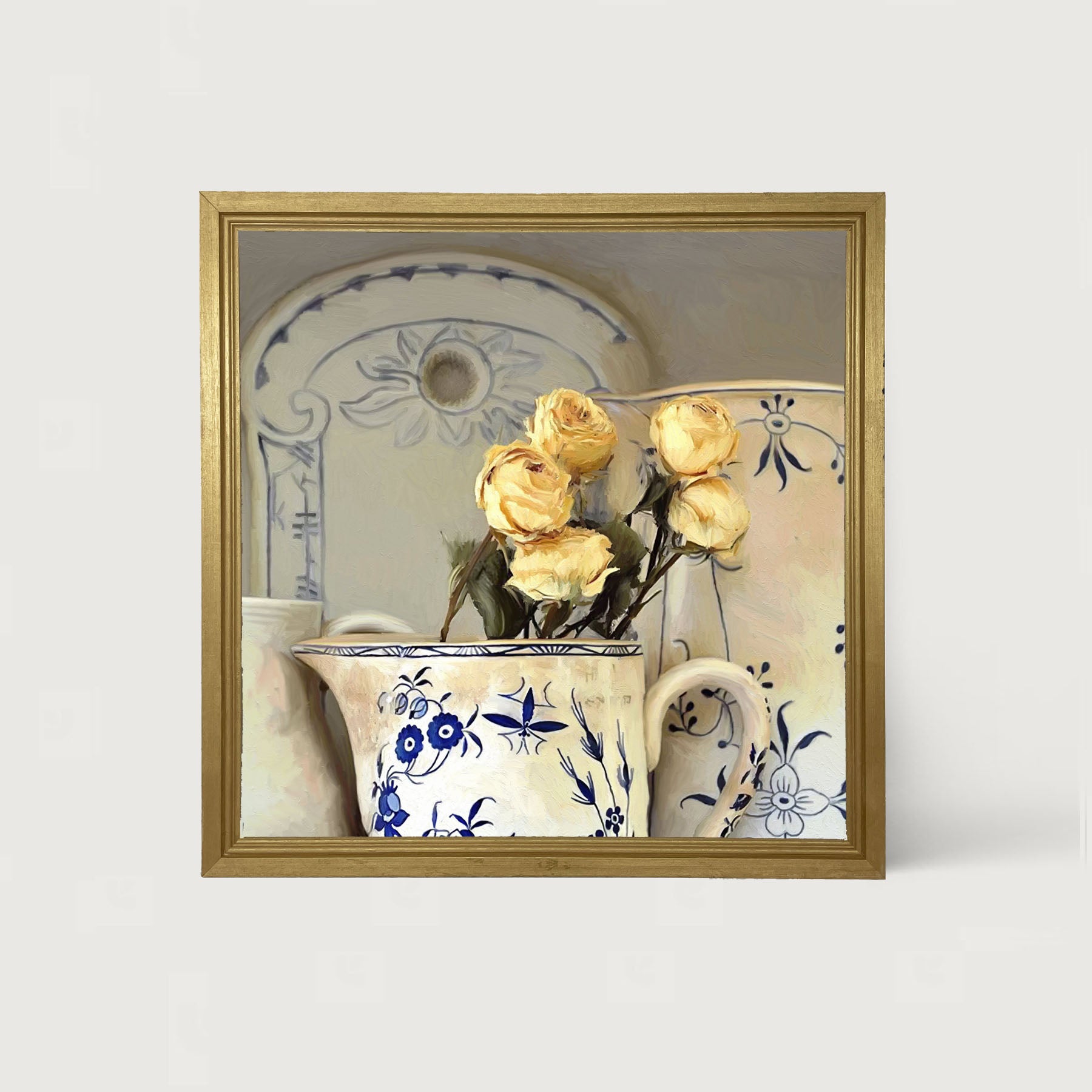Yellow Roses in vase - Framed Art