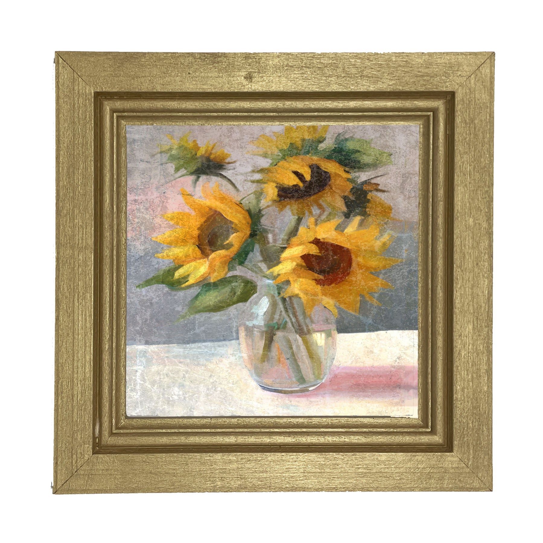 Glass Vase of Sunflowers - Framed Art