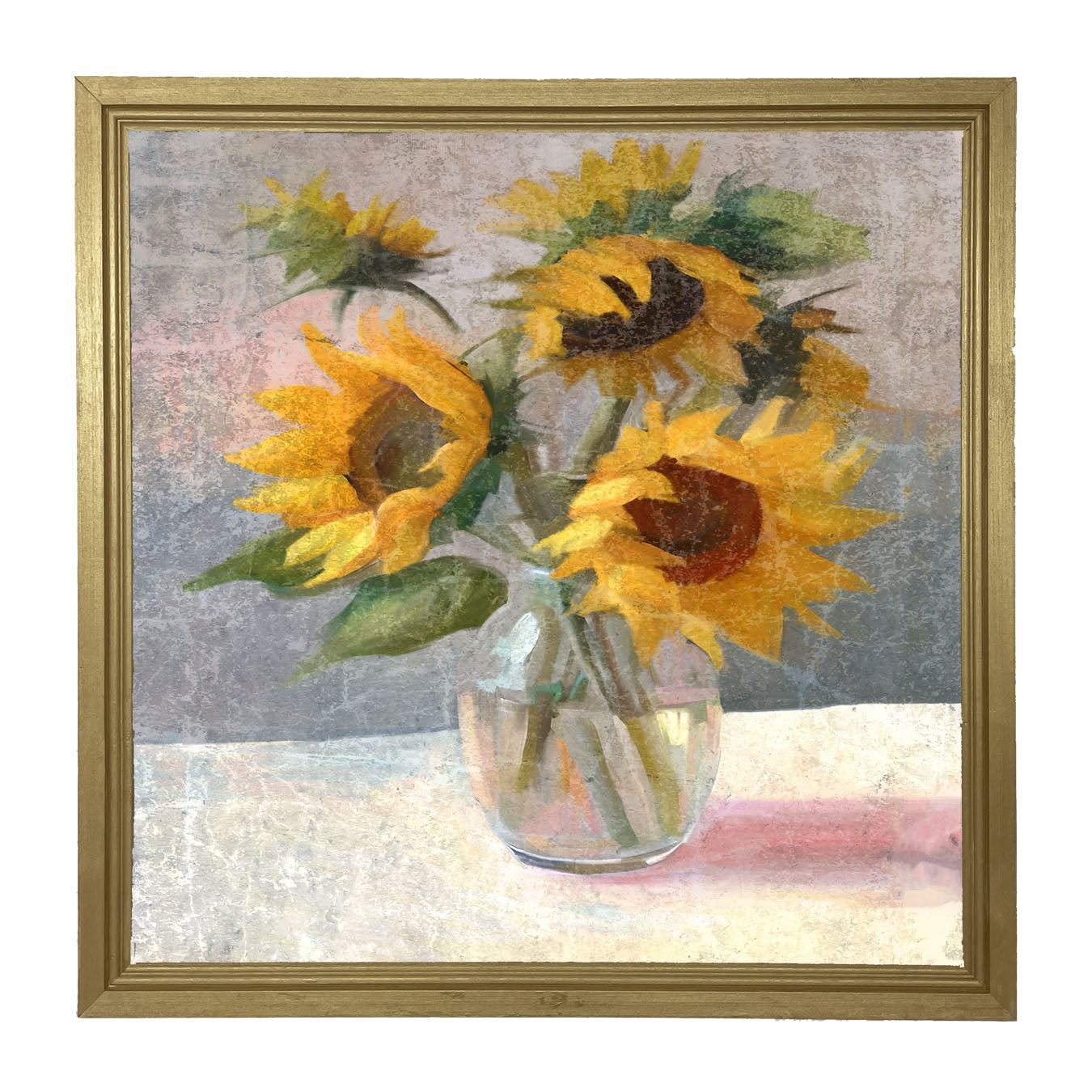 Glass Vase of Sunflowers