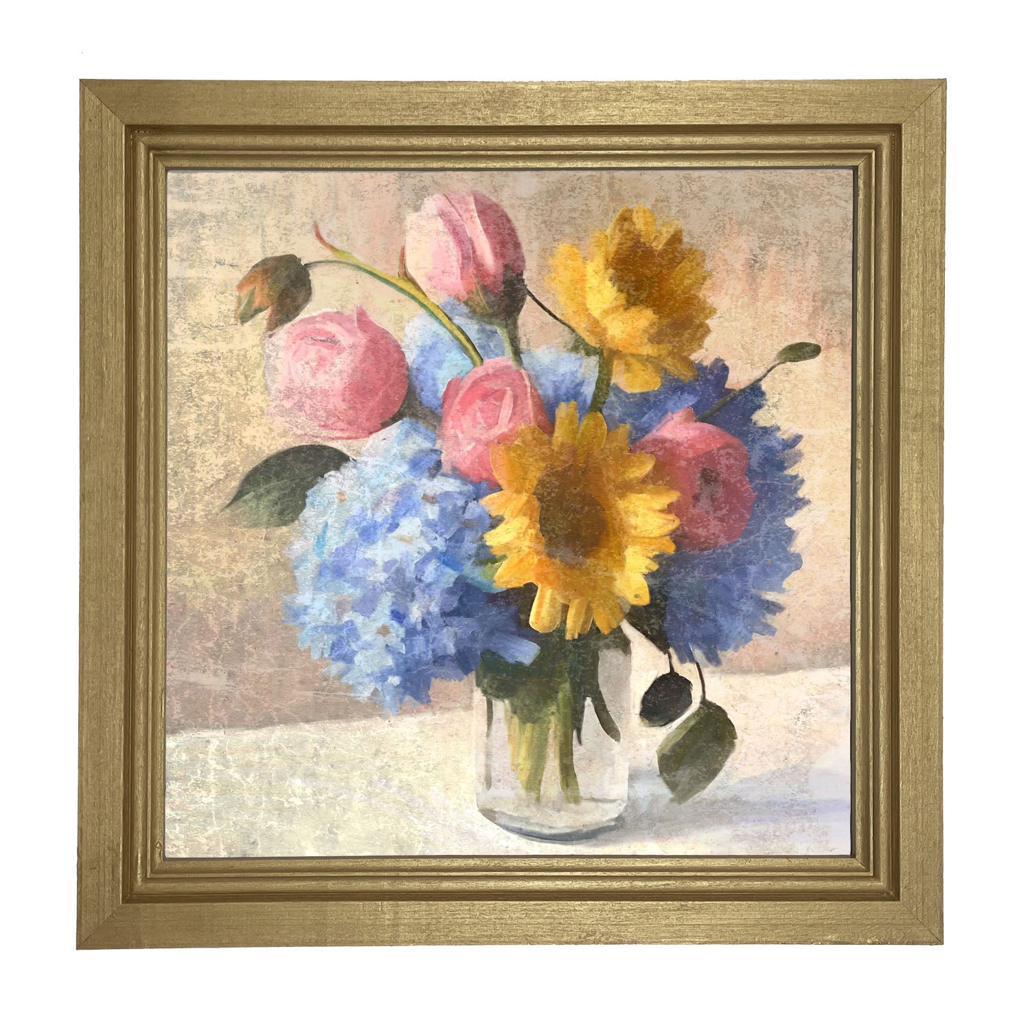 Glass Vase Overflowing with flowers - Framed Art
