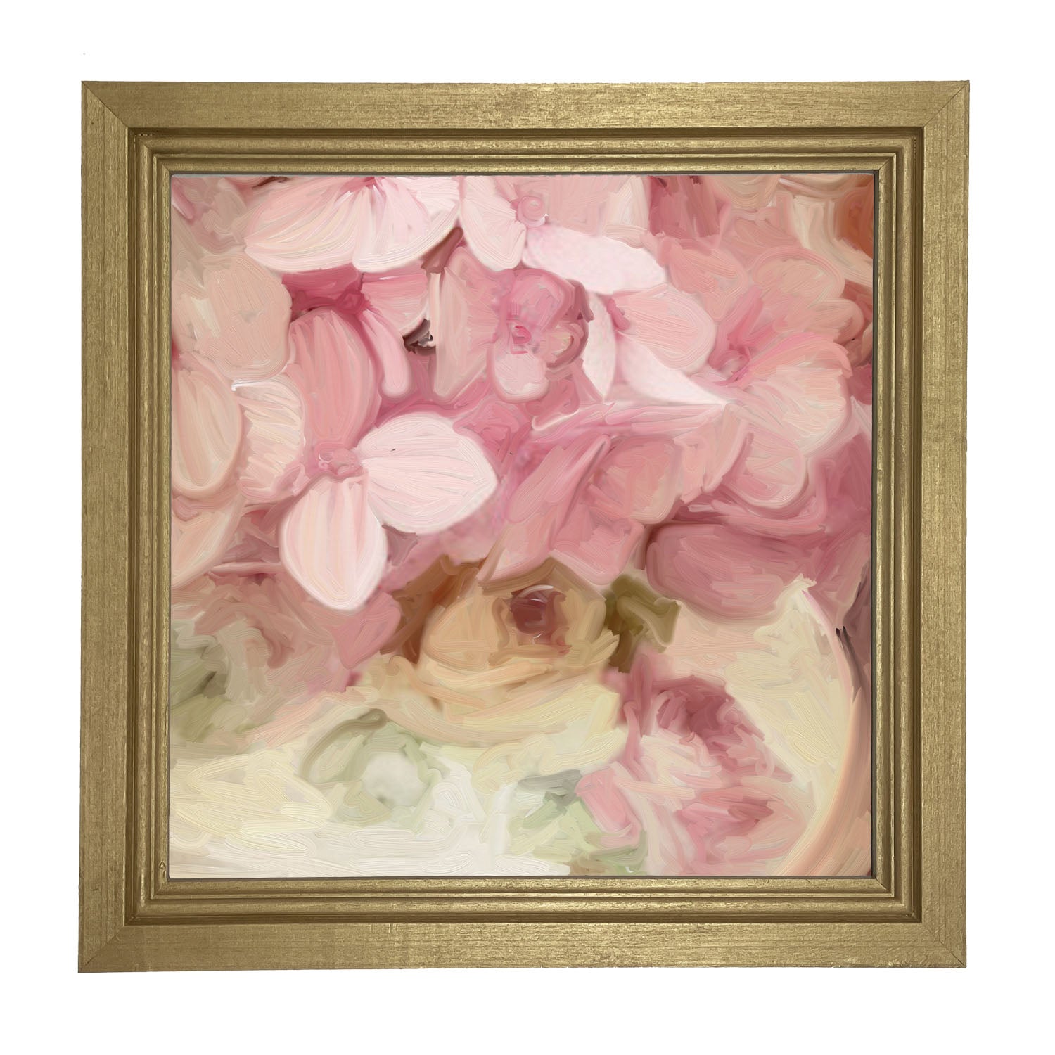 China Vase Pink Hydrangeas - Framed art