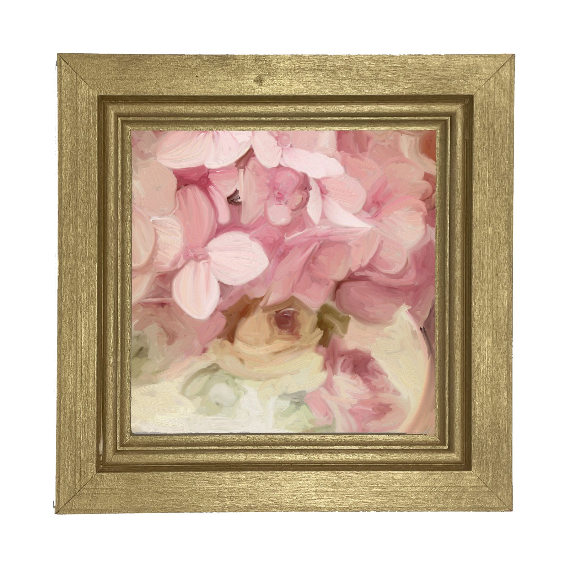 China Vase Pink Hydrangeas - Framed art