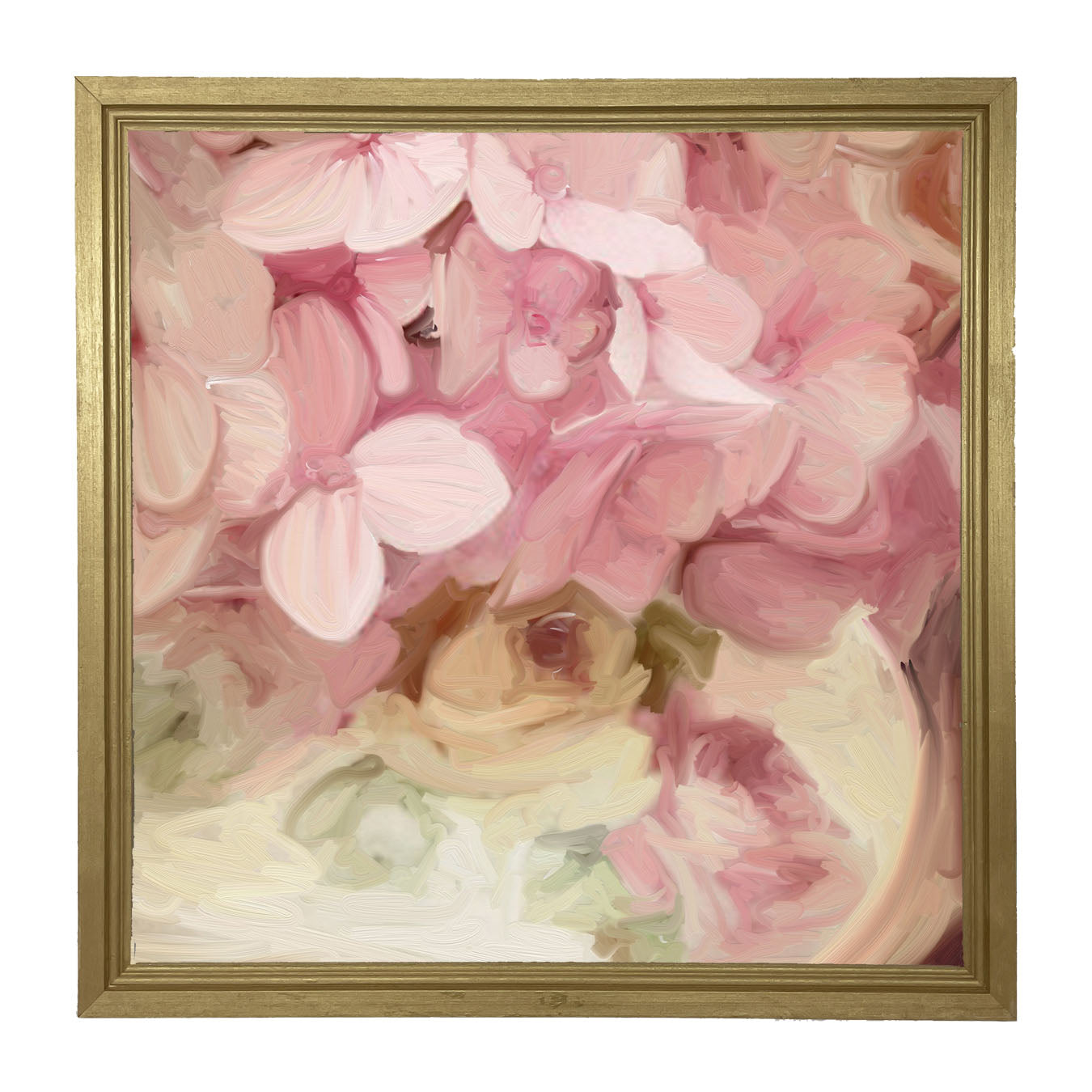 China Vase Pink Hydrangeas - Framed art