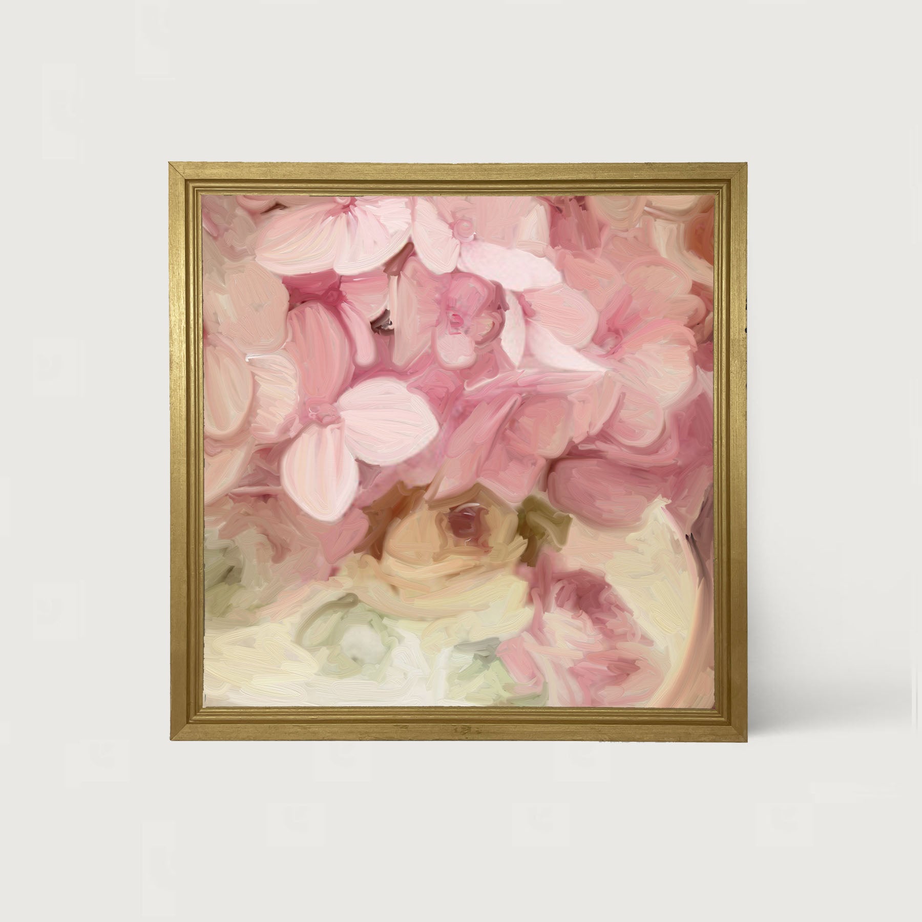 China Vase Pink Hydrangeas - Framed art