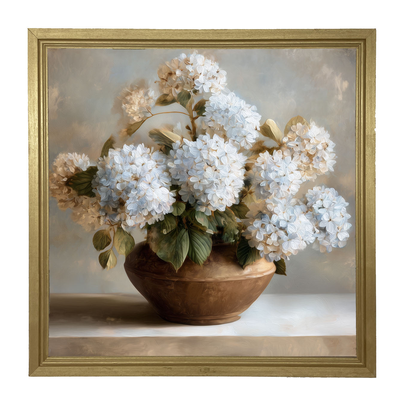 Copper Vase with Blue Hydrangeas - Framed Art