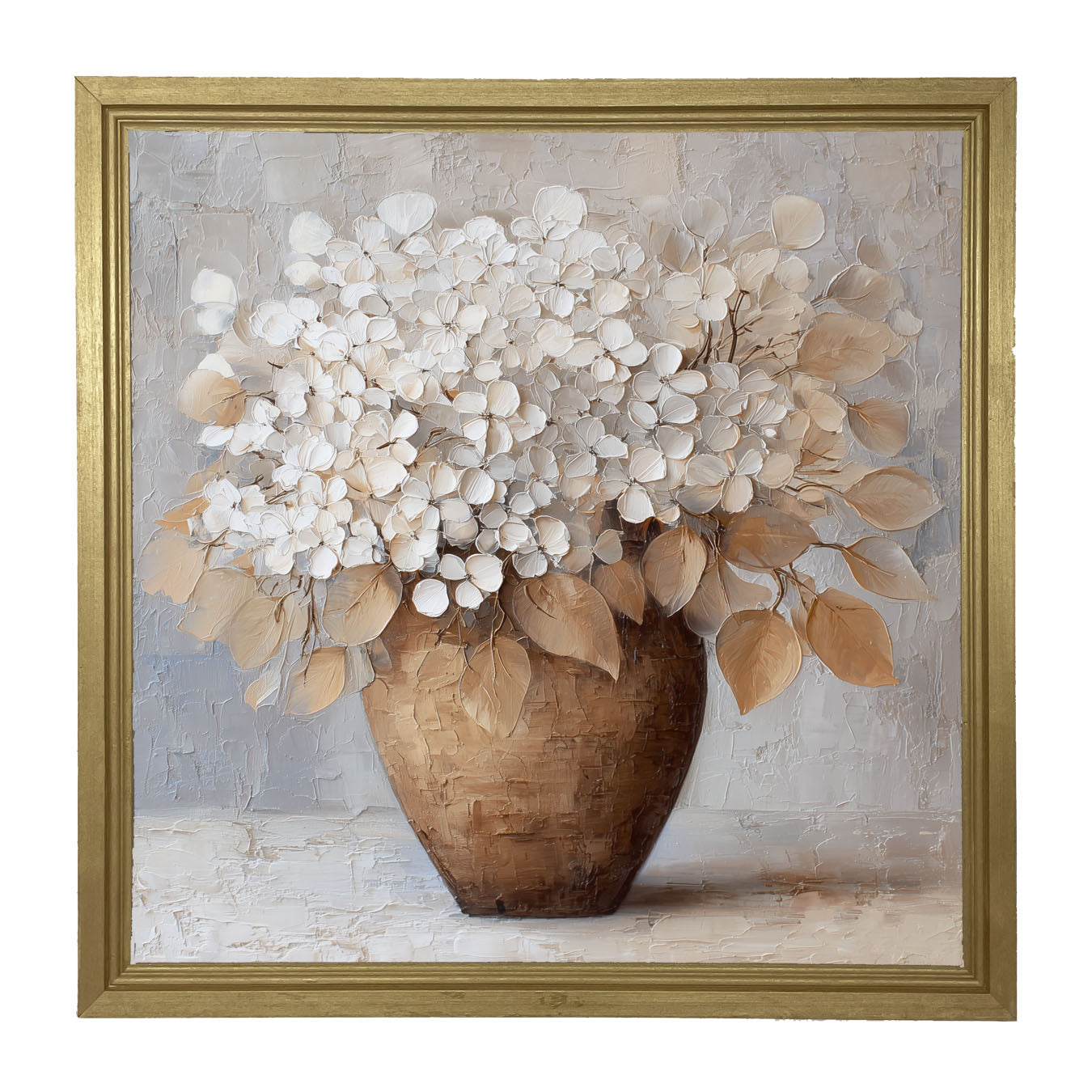 Copper Vase with White Hydrangeas - Framed Art