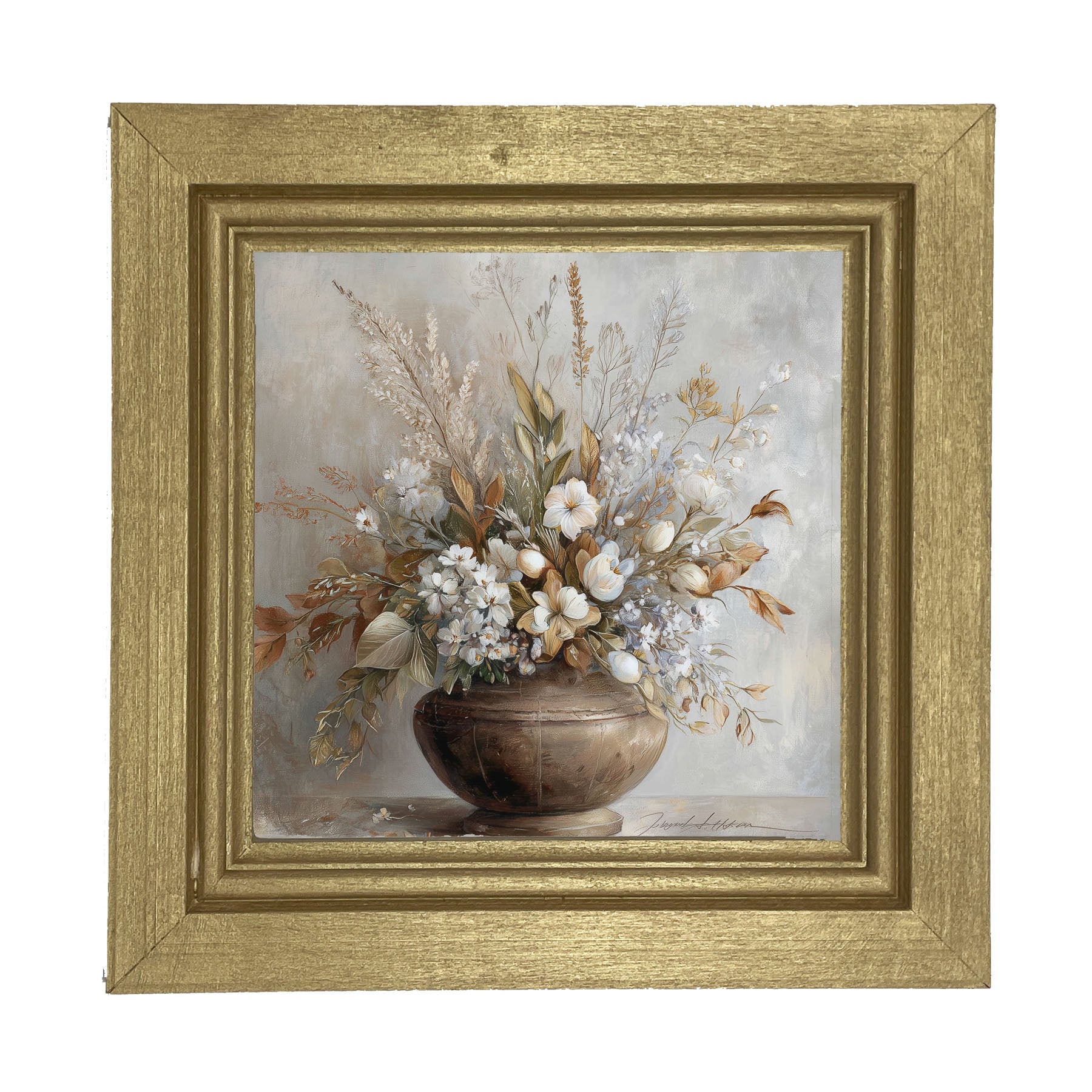 Copper Vase with Floral Bouquet - Framed Art