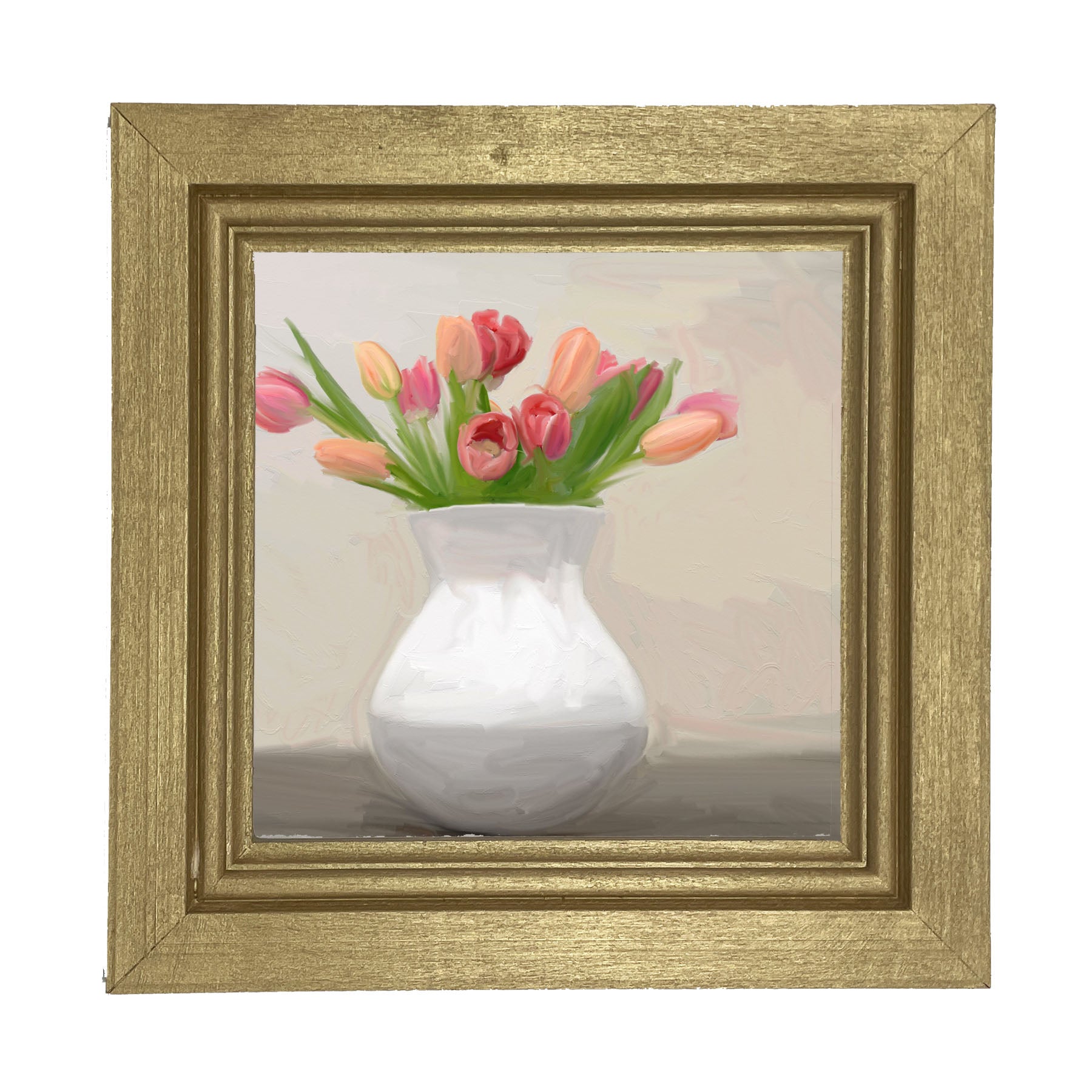Tulips in White Vase - Framed art