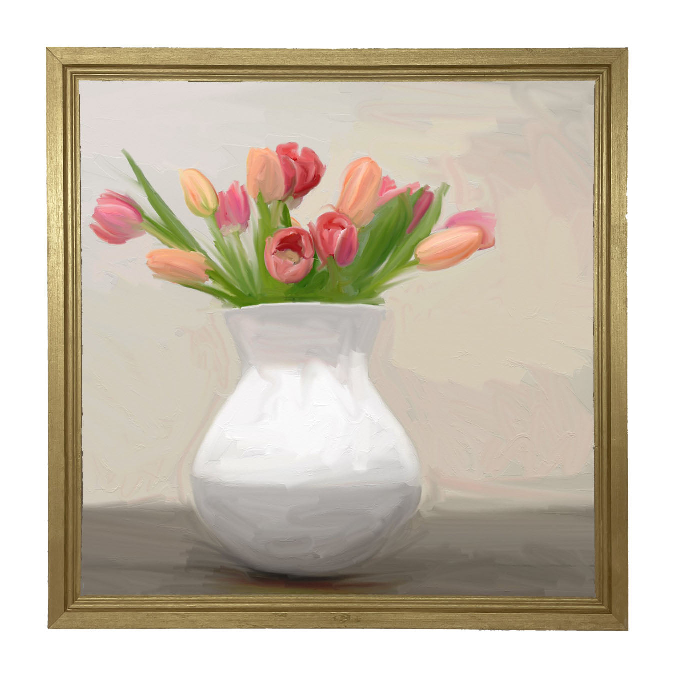 Tulips in White Vase - Framed art