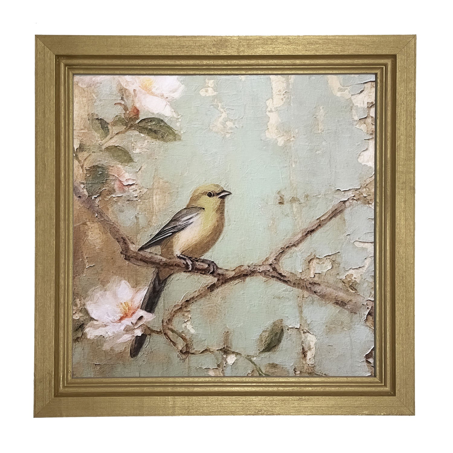 Yellow bird on branch - Framed Art