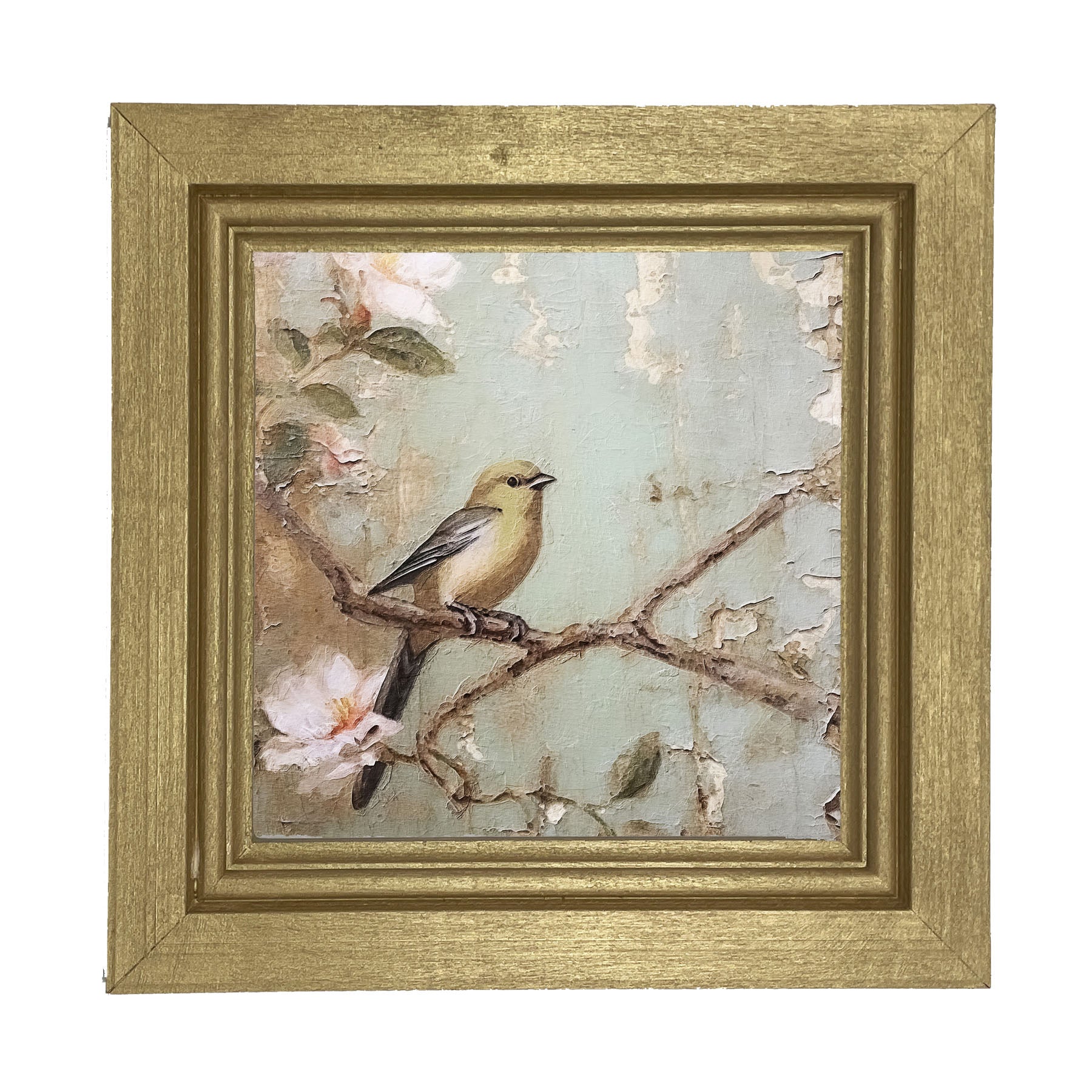 Yellow bird on branch - Framed Art