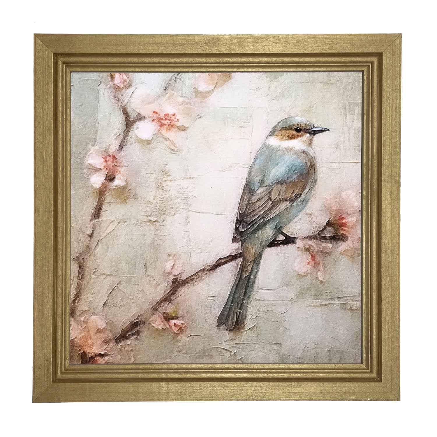 Blue bird on branch - Framed art