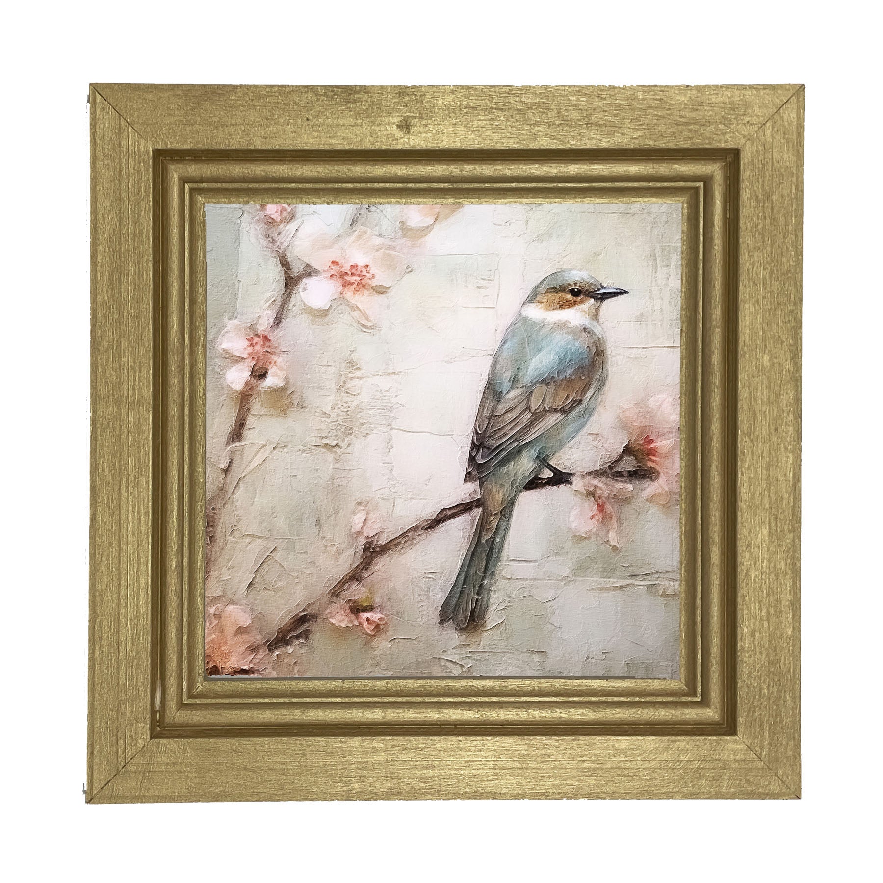 Blue bird on branch - Framed art