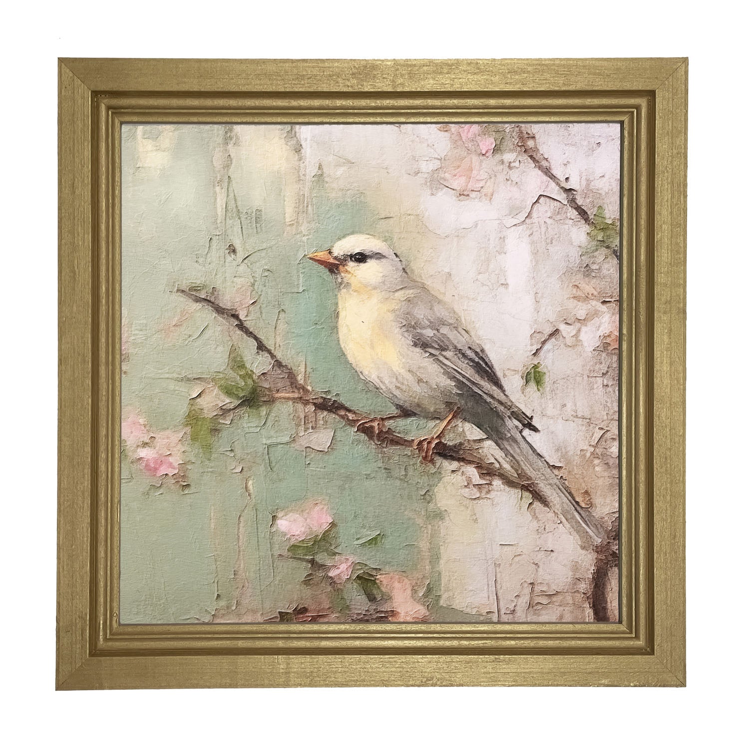 Yellow breasted bird on branch - Framed art