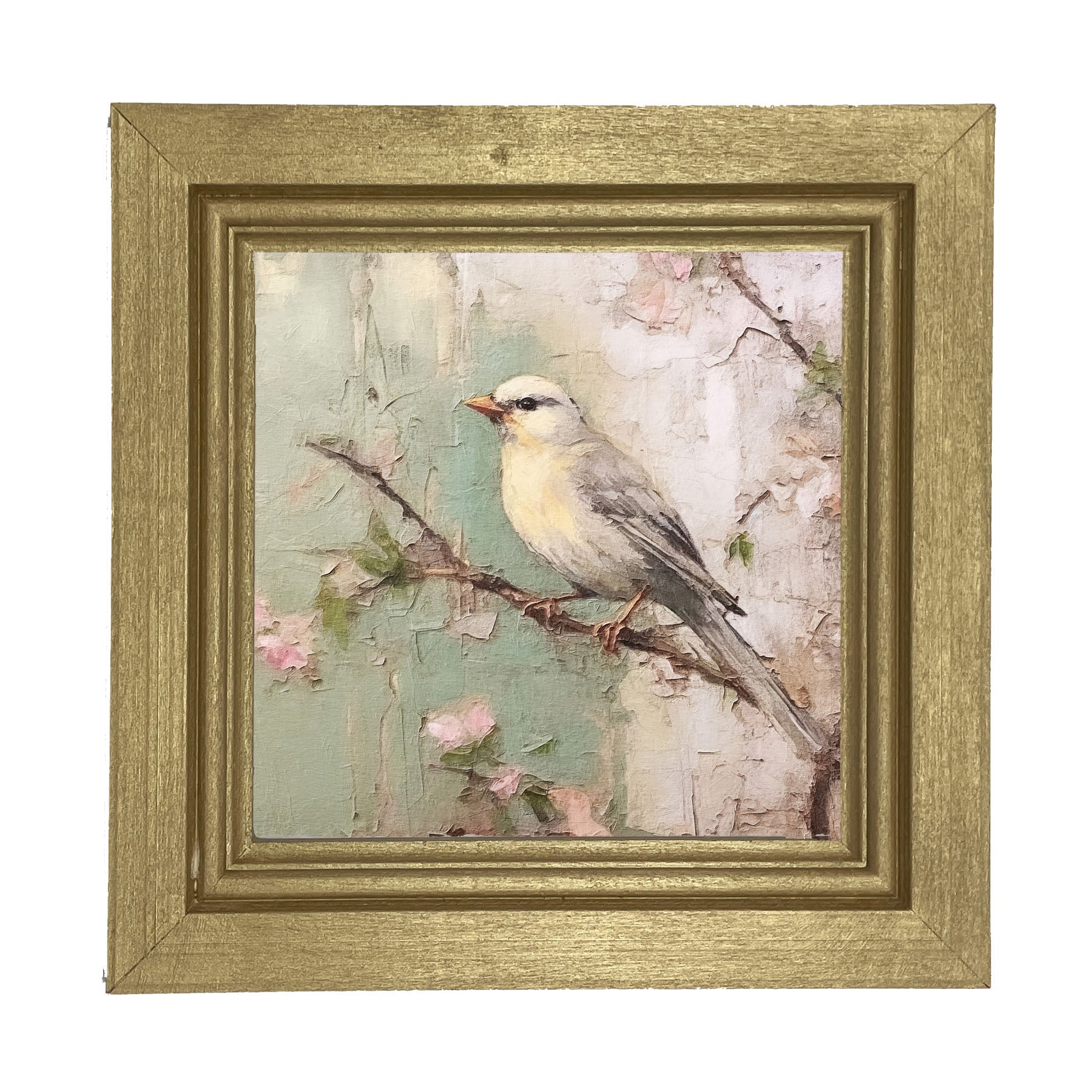 Yellow breasted bird on branch - Framed art