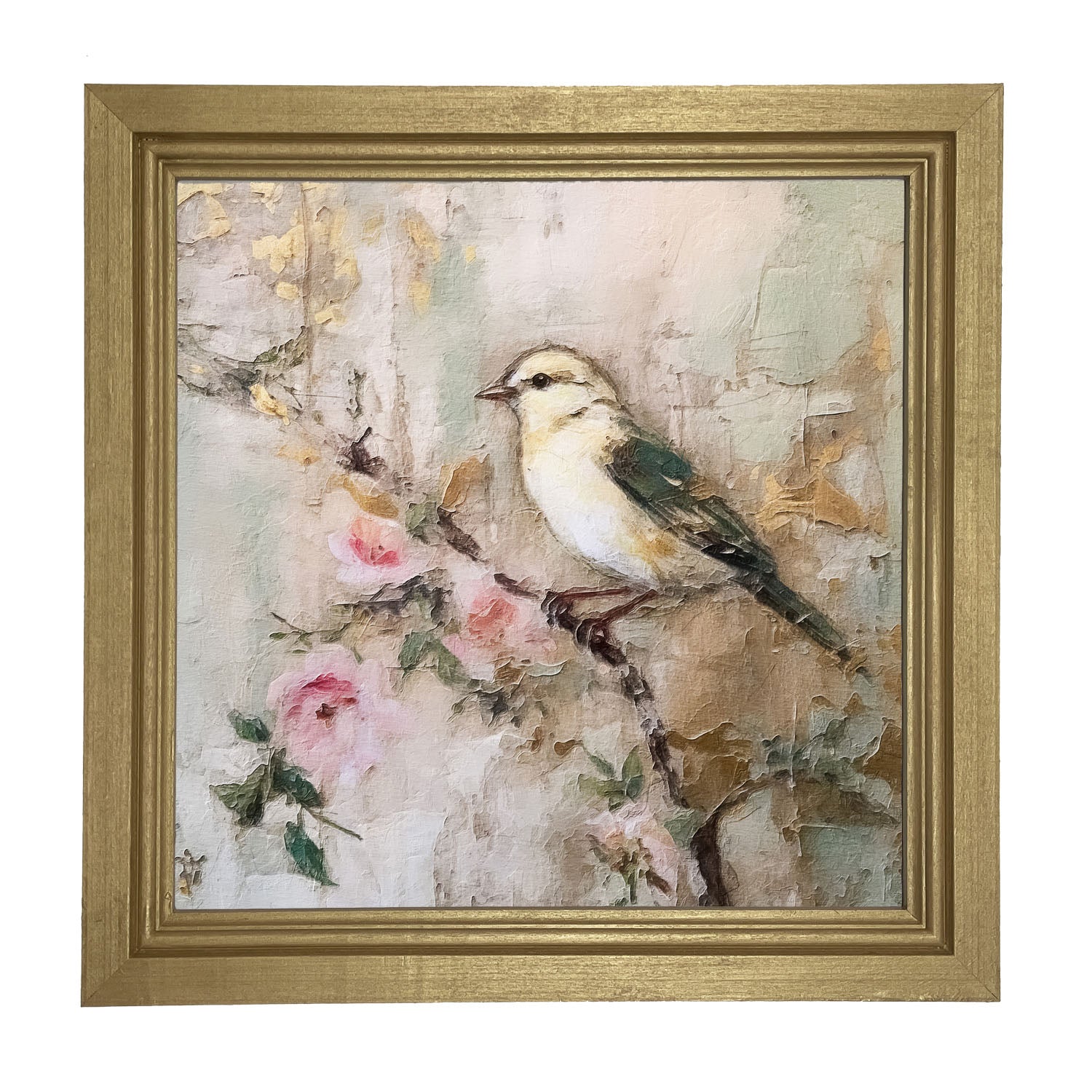 White-breasted bird on branch - Framed art