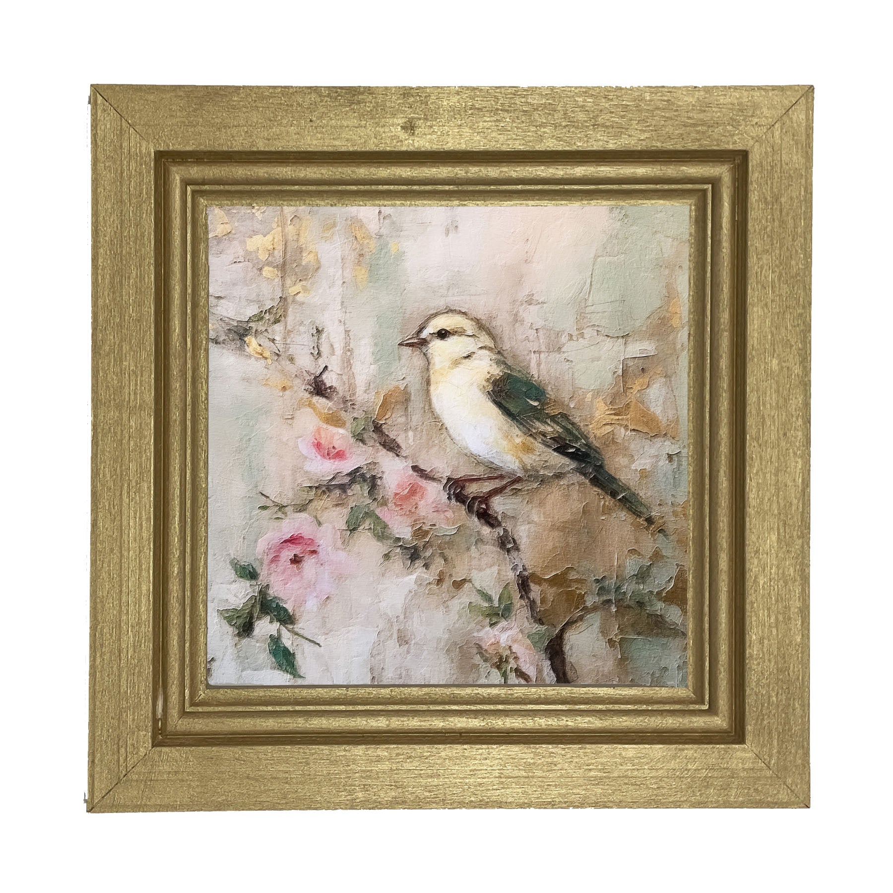 White-breasted bird on branch - Framed art