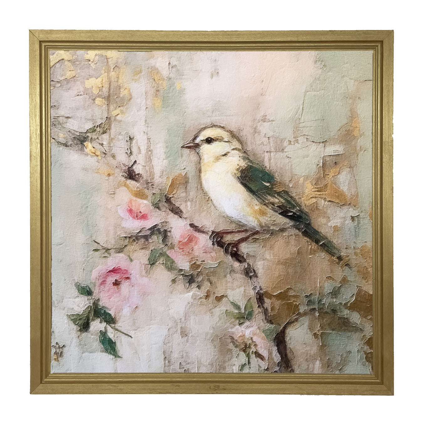 White-breasted bird on branch - Framed art