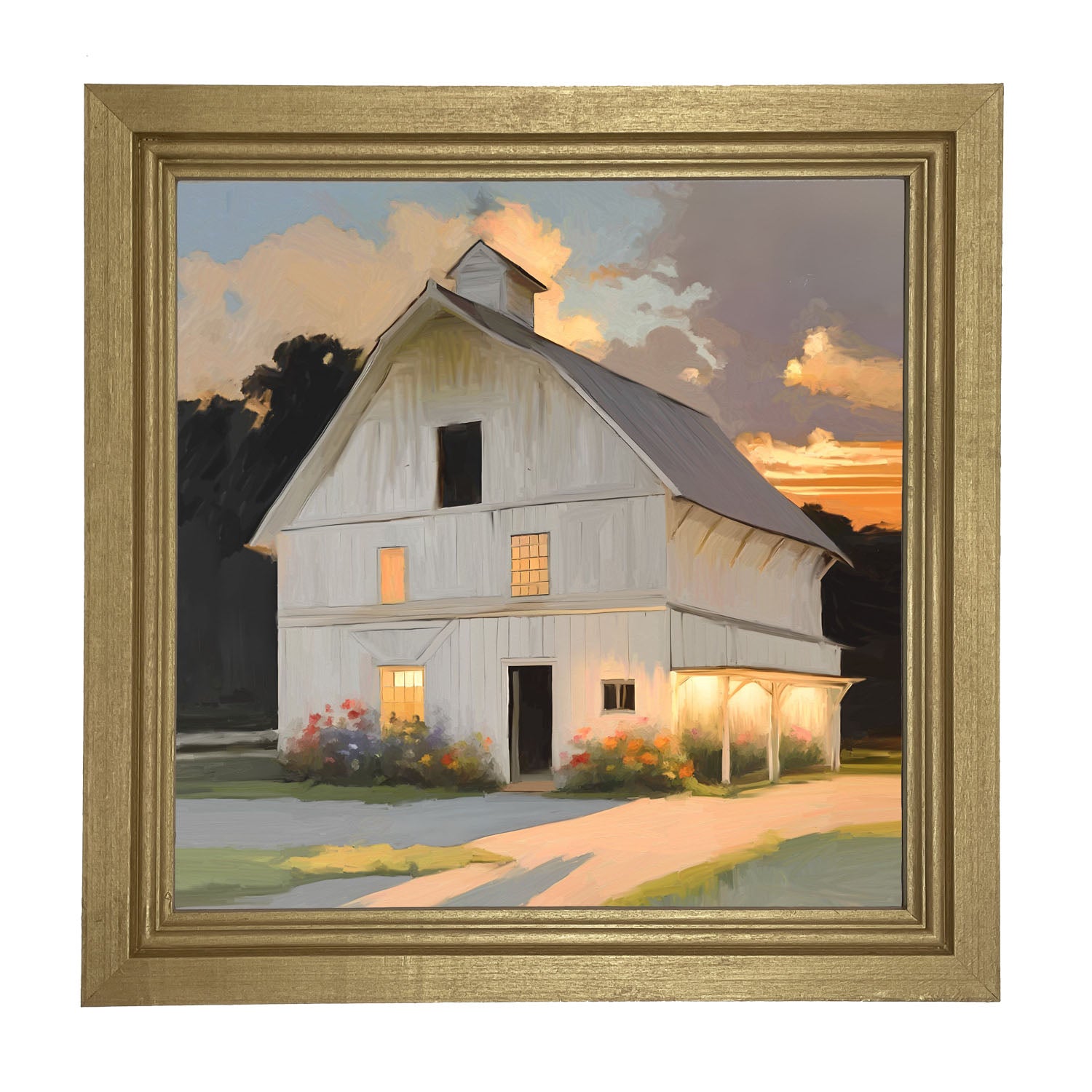 Barn at Sunset - Framed art