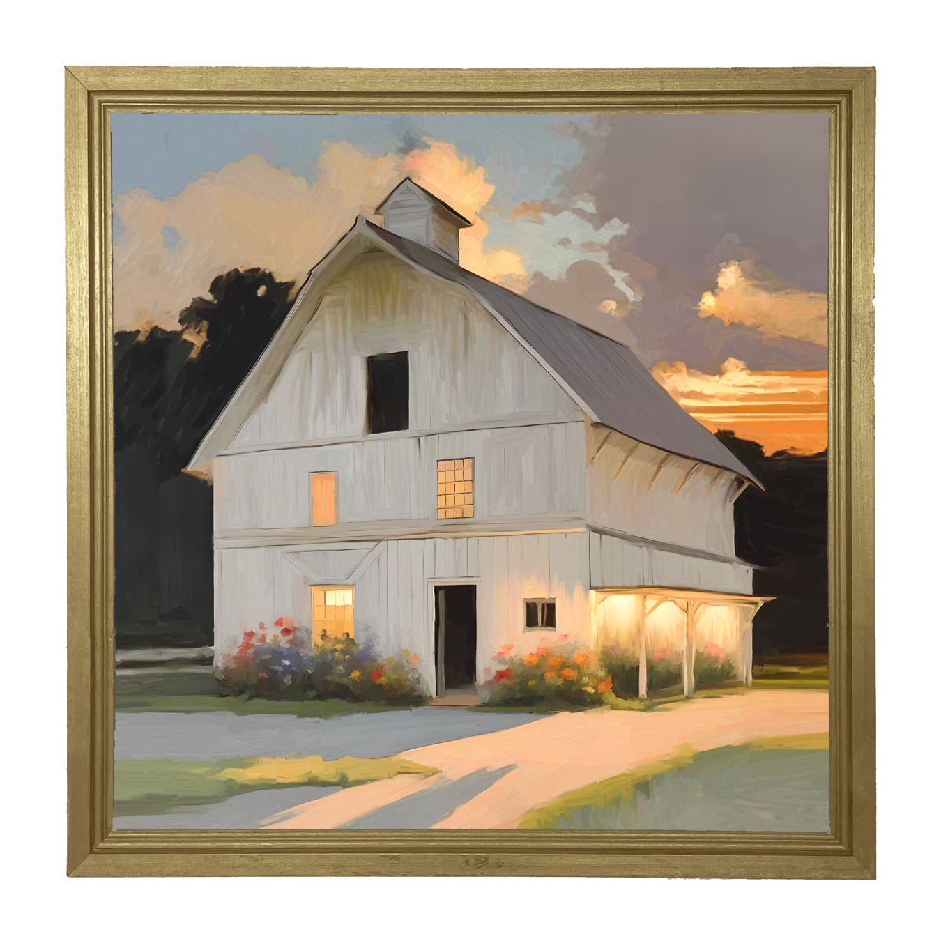 Barn at Sunset - Framed art