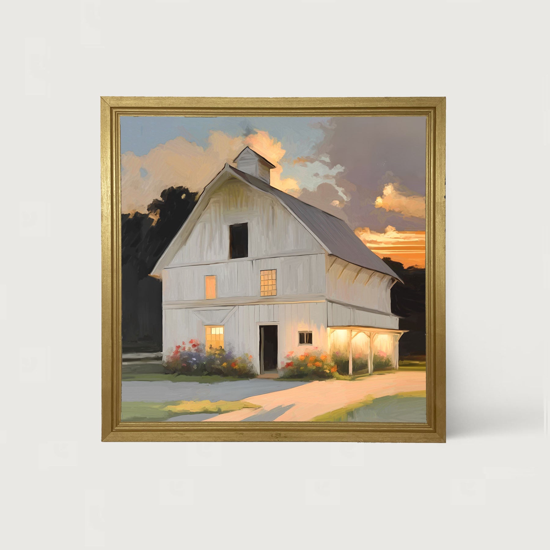 Barn at Sunset - Framed art
