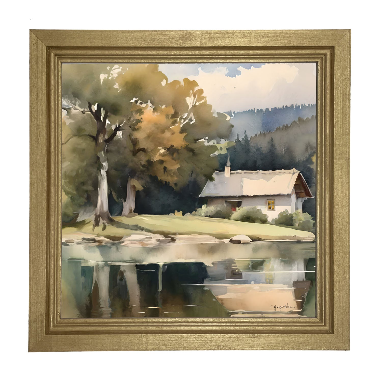 Riverside Cottage - Framed art