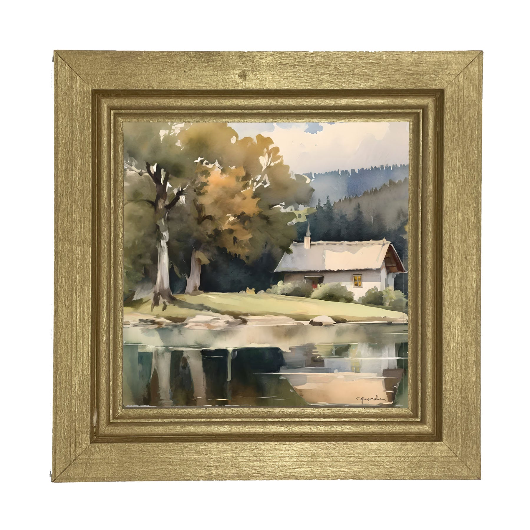 Riverside Cottage - Framed art