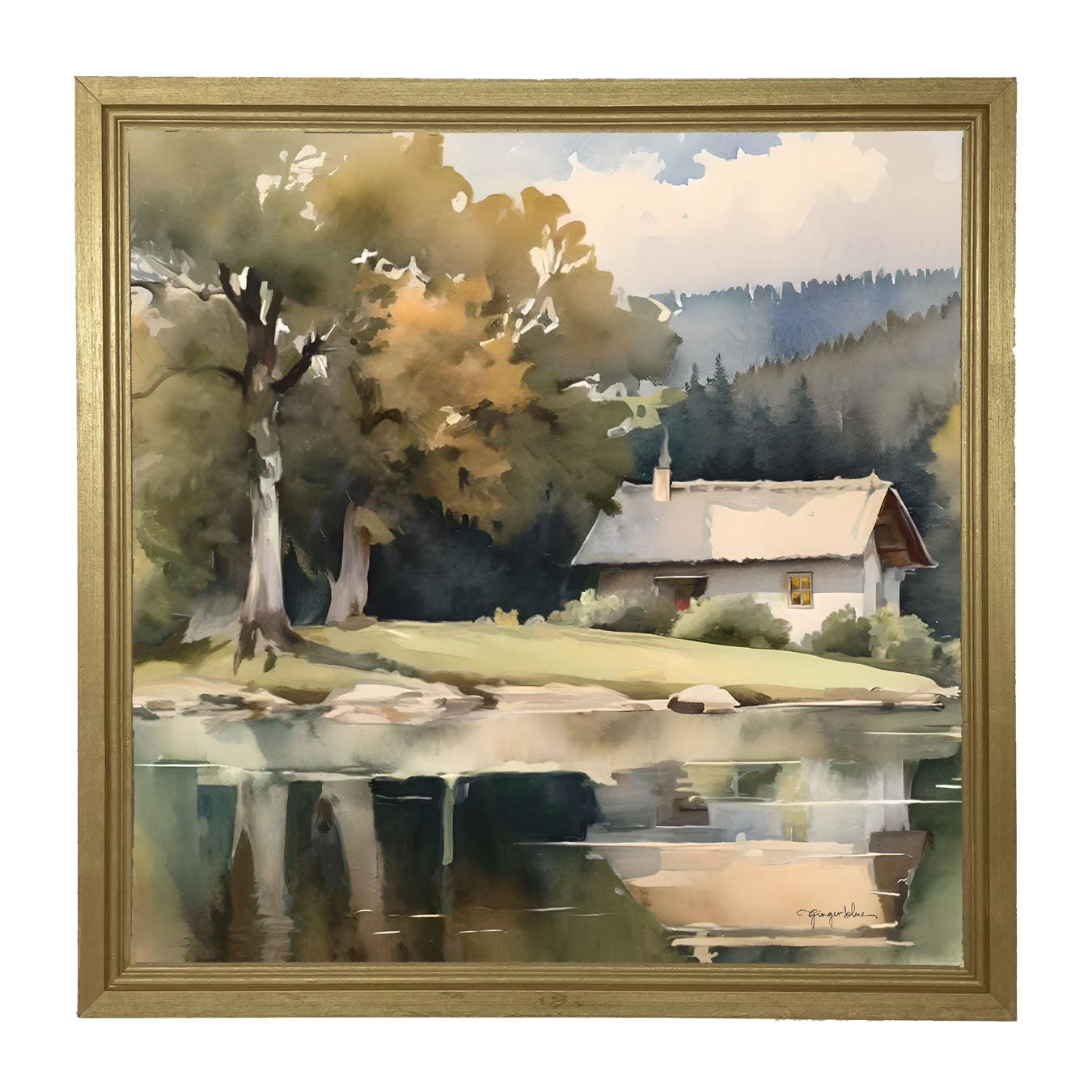 Riverside Cottage - Framed art