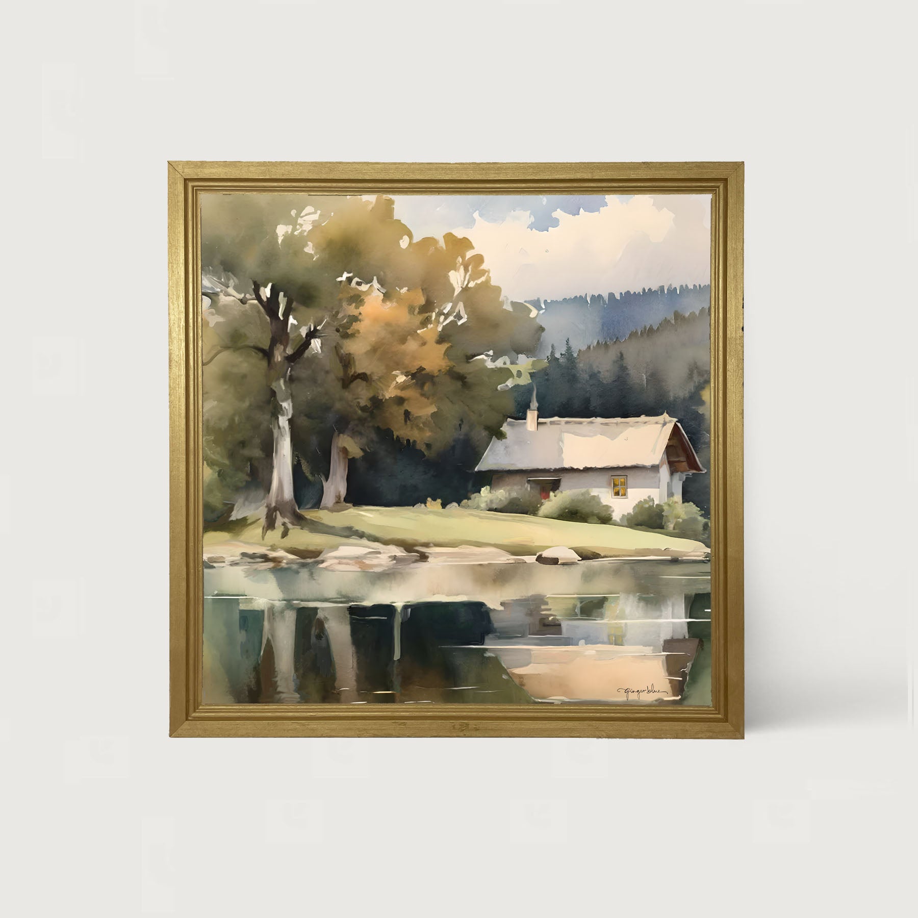 Riverside Cottage - Framed art