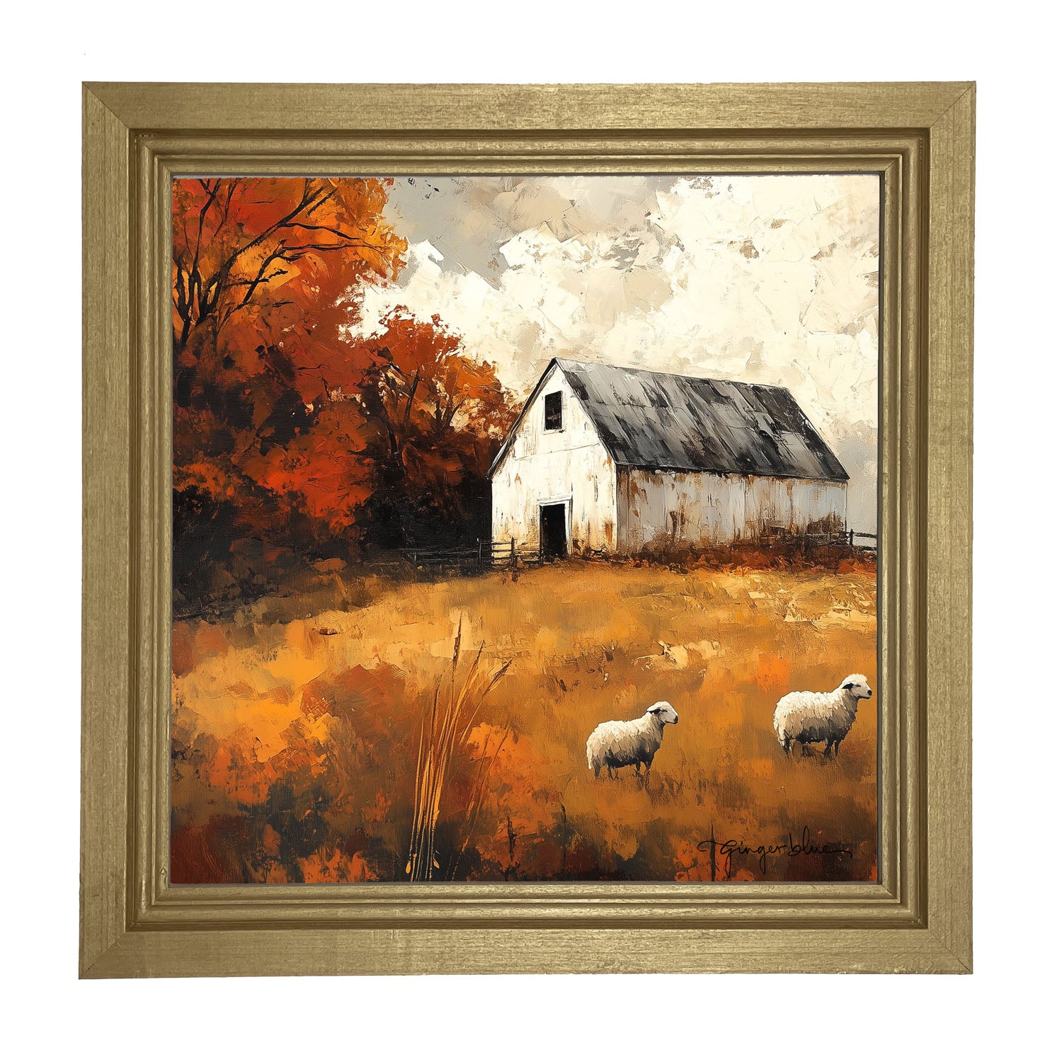 Sheep in Autumn - Framed Art
