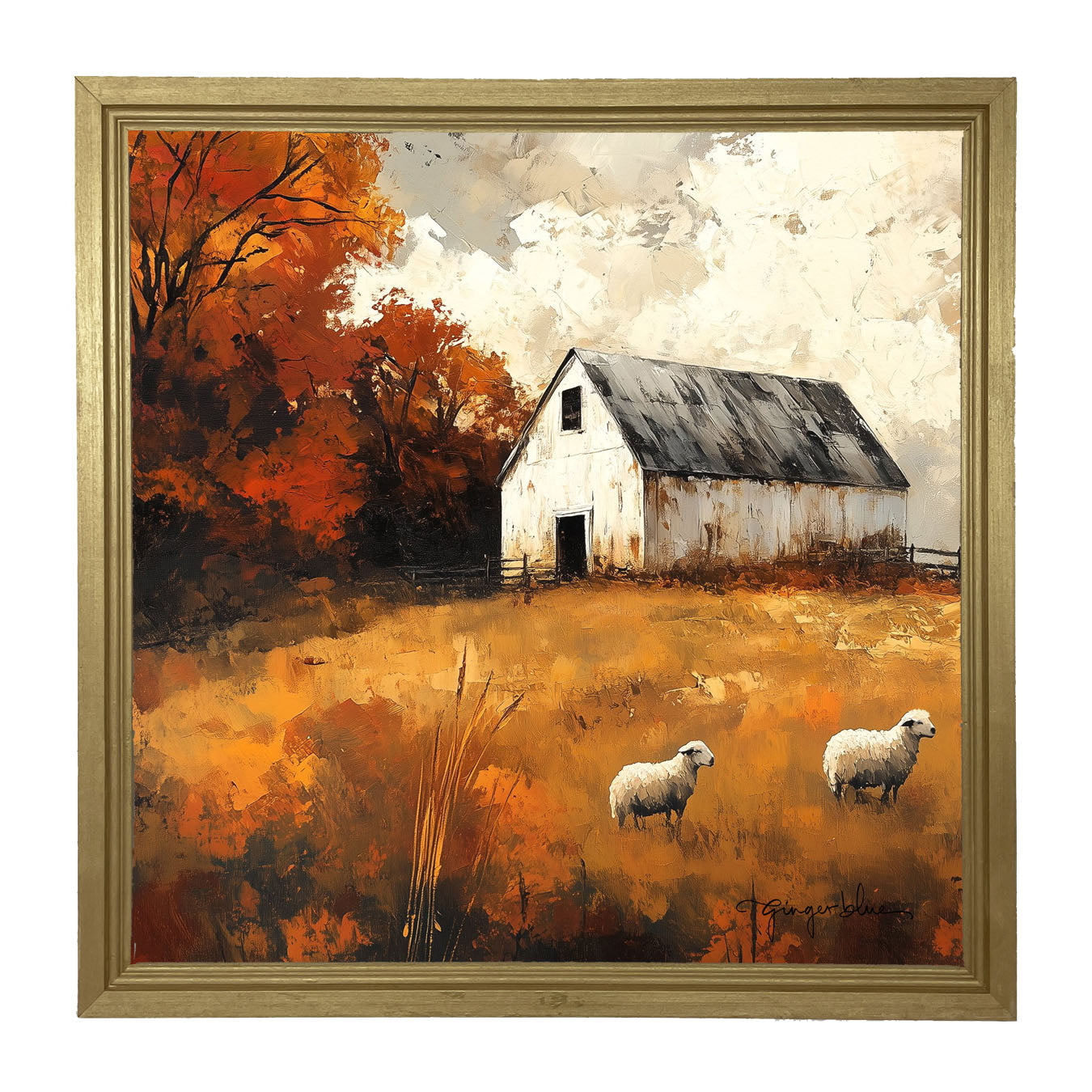 Sheep in Autumn - Framed Art