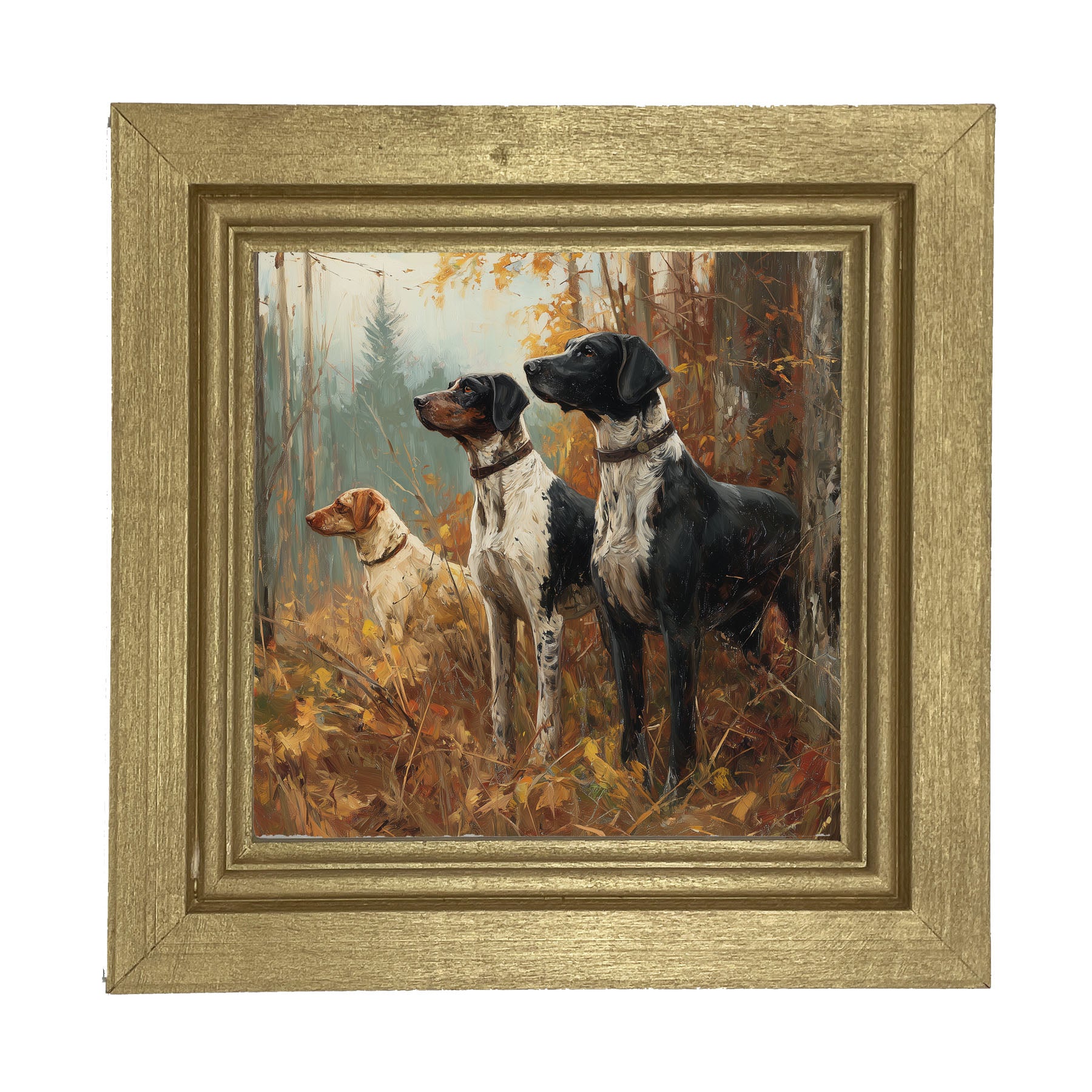 Hunting Season - Dogs in the Woods - Framed Art