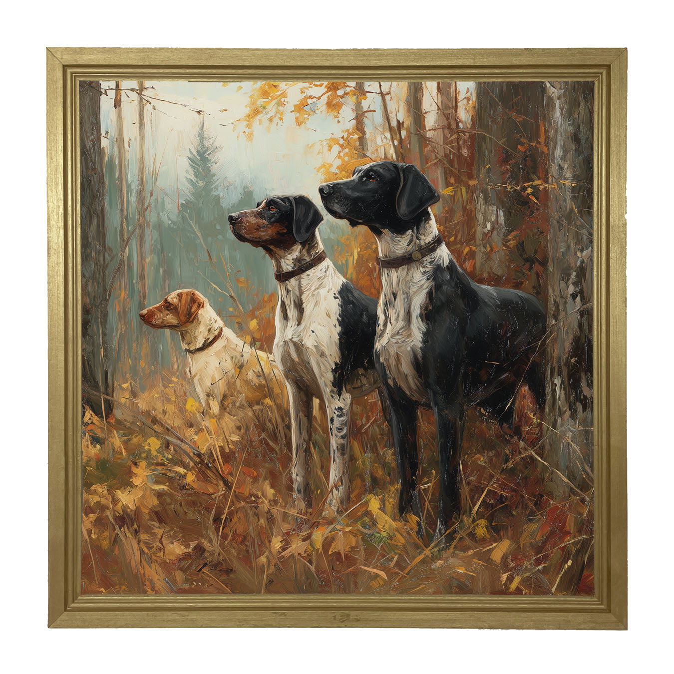 Hunting Season - Dogs in the Woods - Framed Art