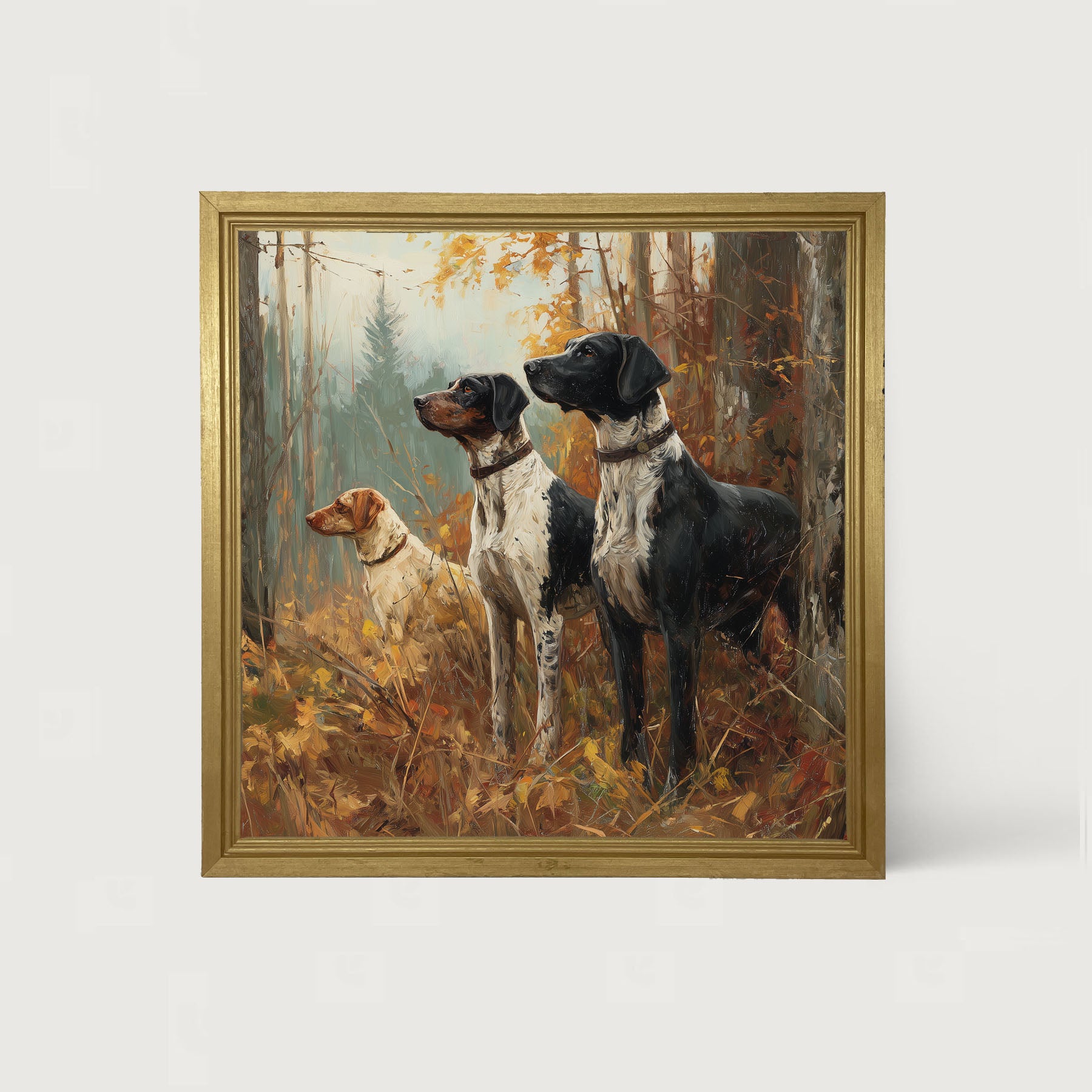 Hunting Season - Dogs in the Woods - Framed Art