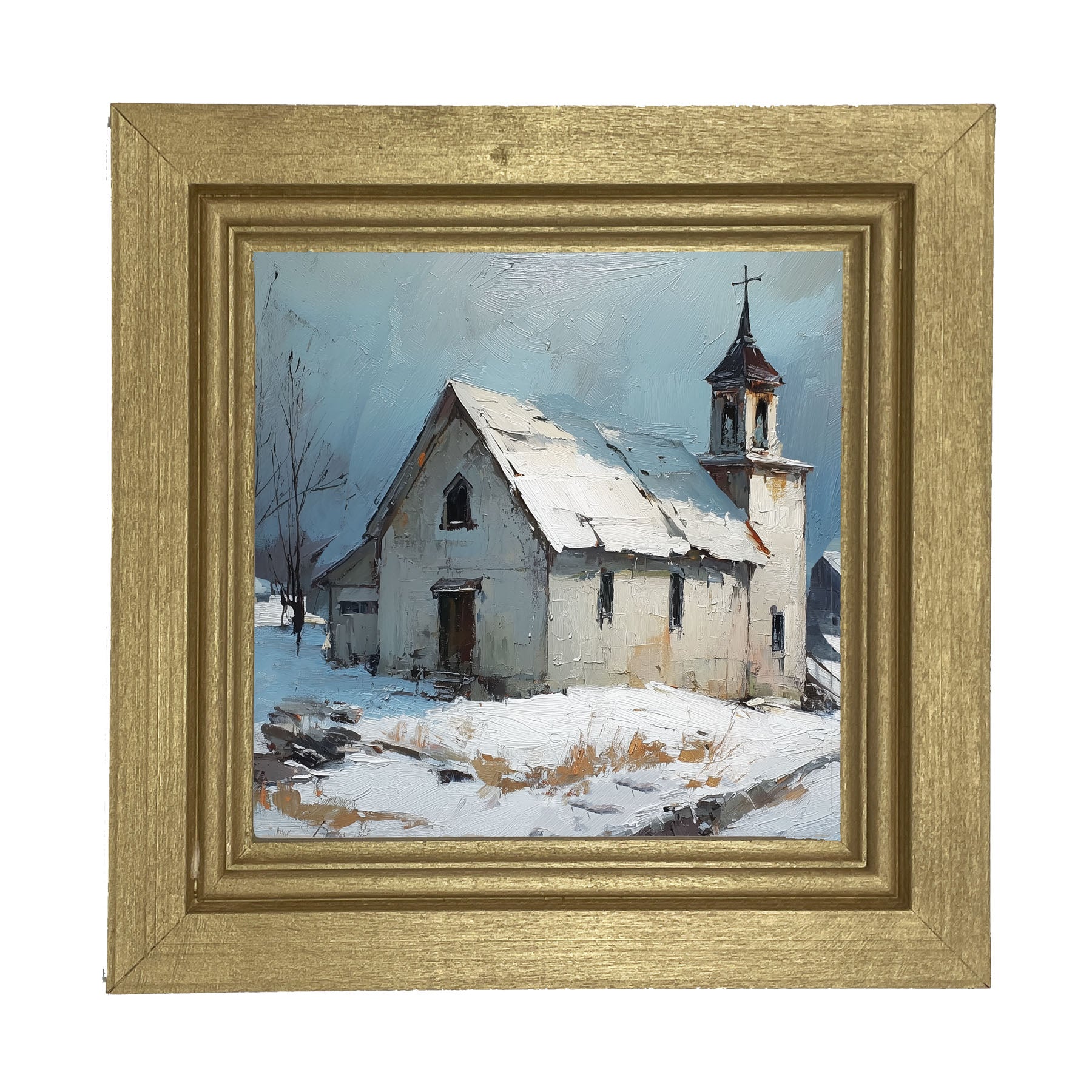 Country Church in Winter - Framed Art