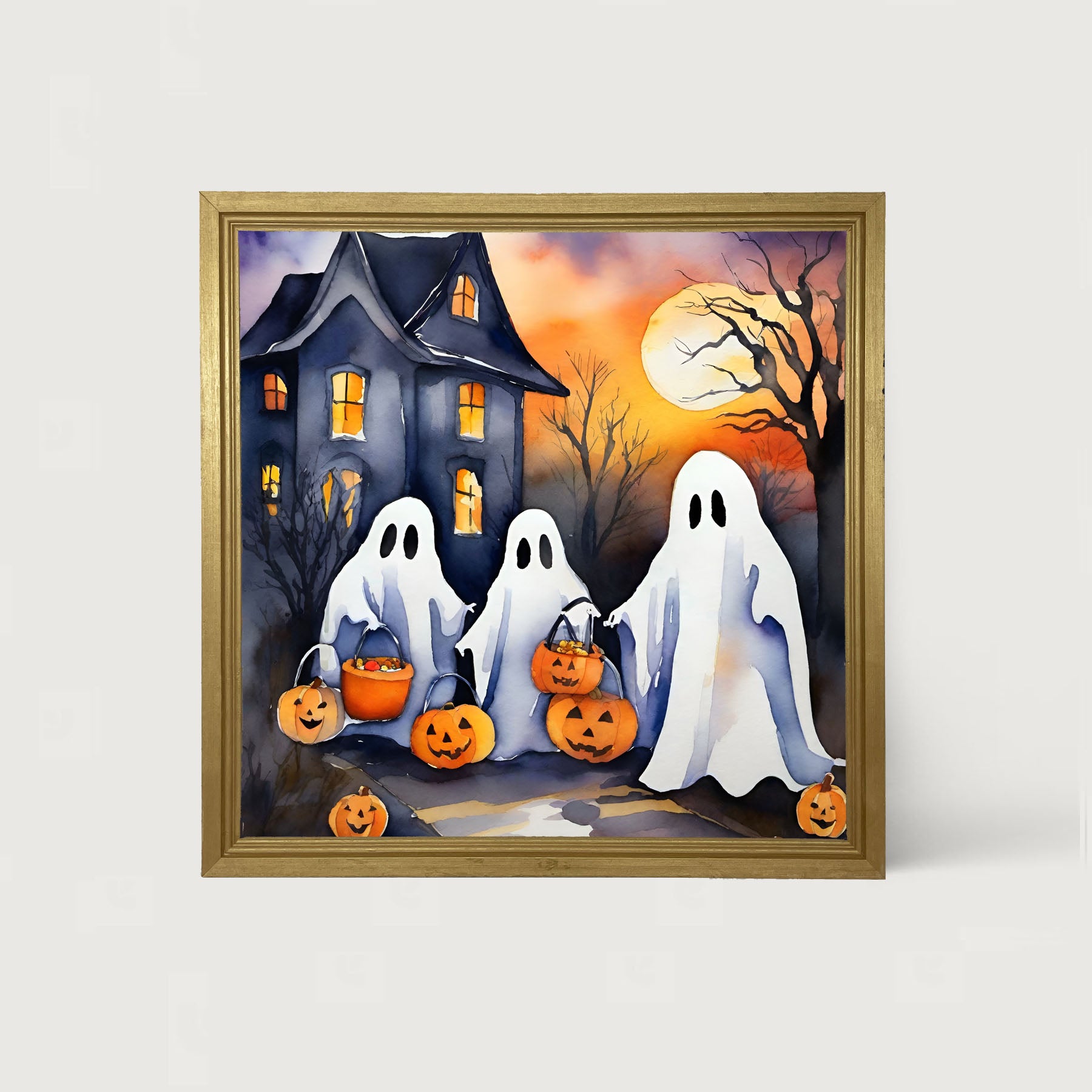 Trick or treating ghosts - Framed art